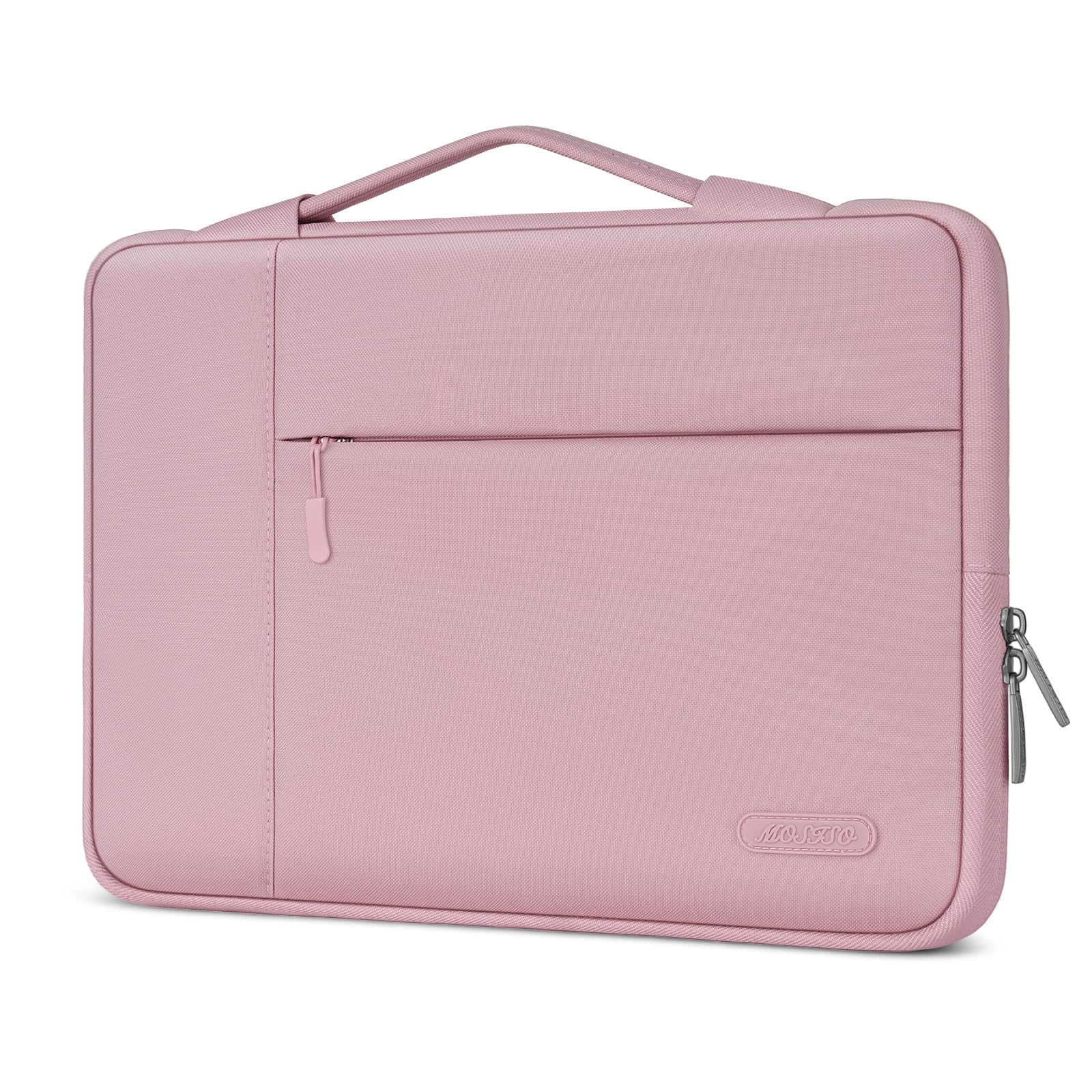 MOSISO Laptop Case 13.3 inch, 13-13.3 inch Laptop Sleeve with Handle Compatible with MacBook Air/Pro 13/Pro 14 M5 M4 M3 M2 M1,HP Dell ASUS Lenovo, Polyester Multifunctional Computer Bag, Pink
