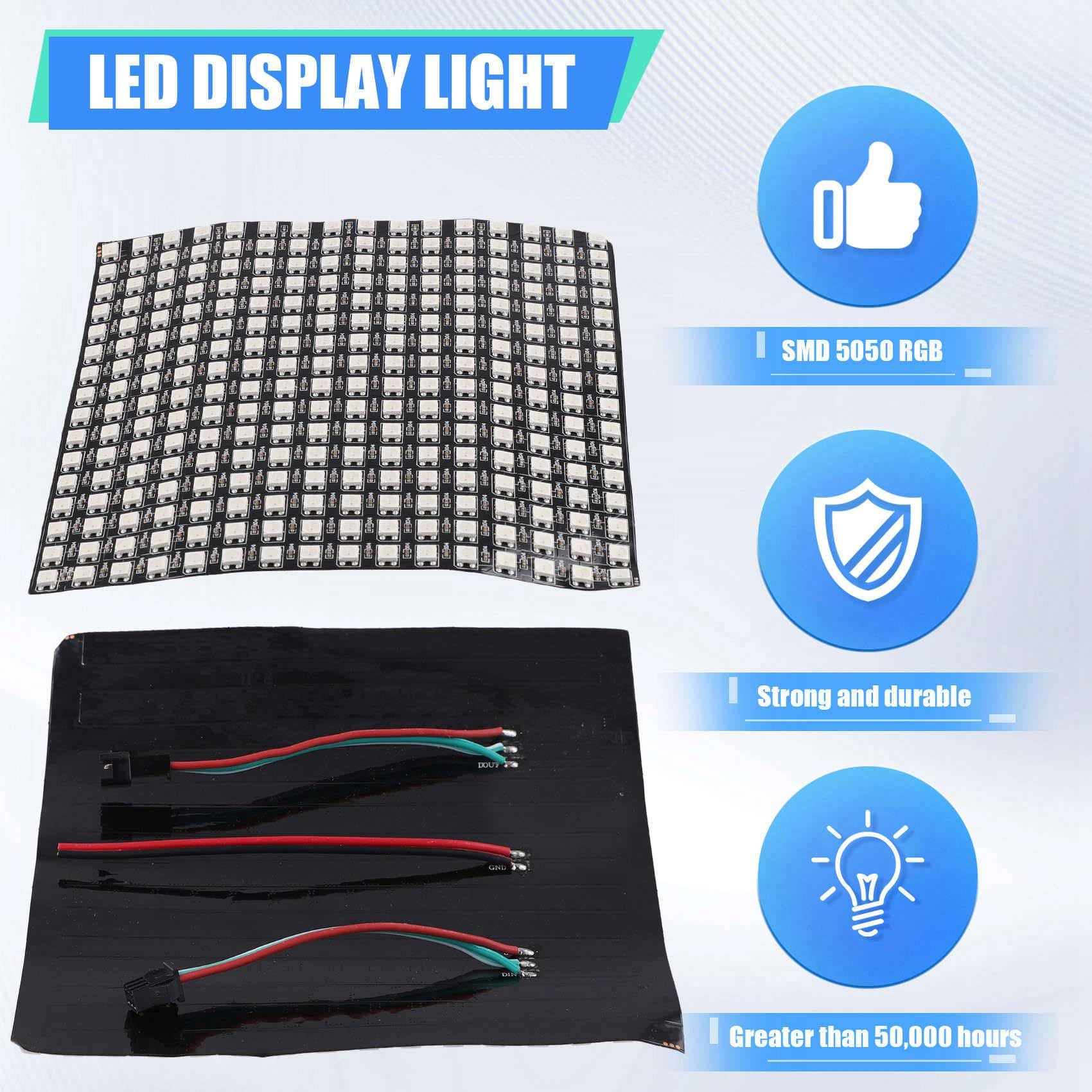 10X Pannello Matrice LED RGB WS2812 Indirizzabile Individualmente Flessibile per Display Video, DC5V (16x16)