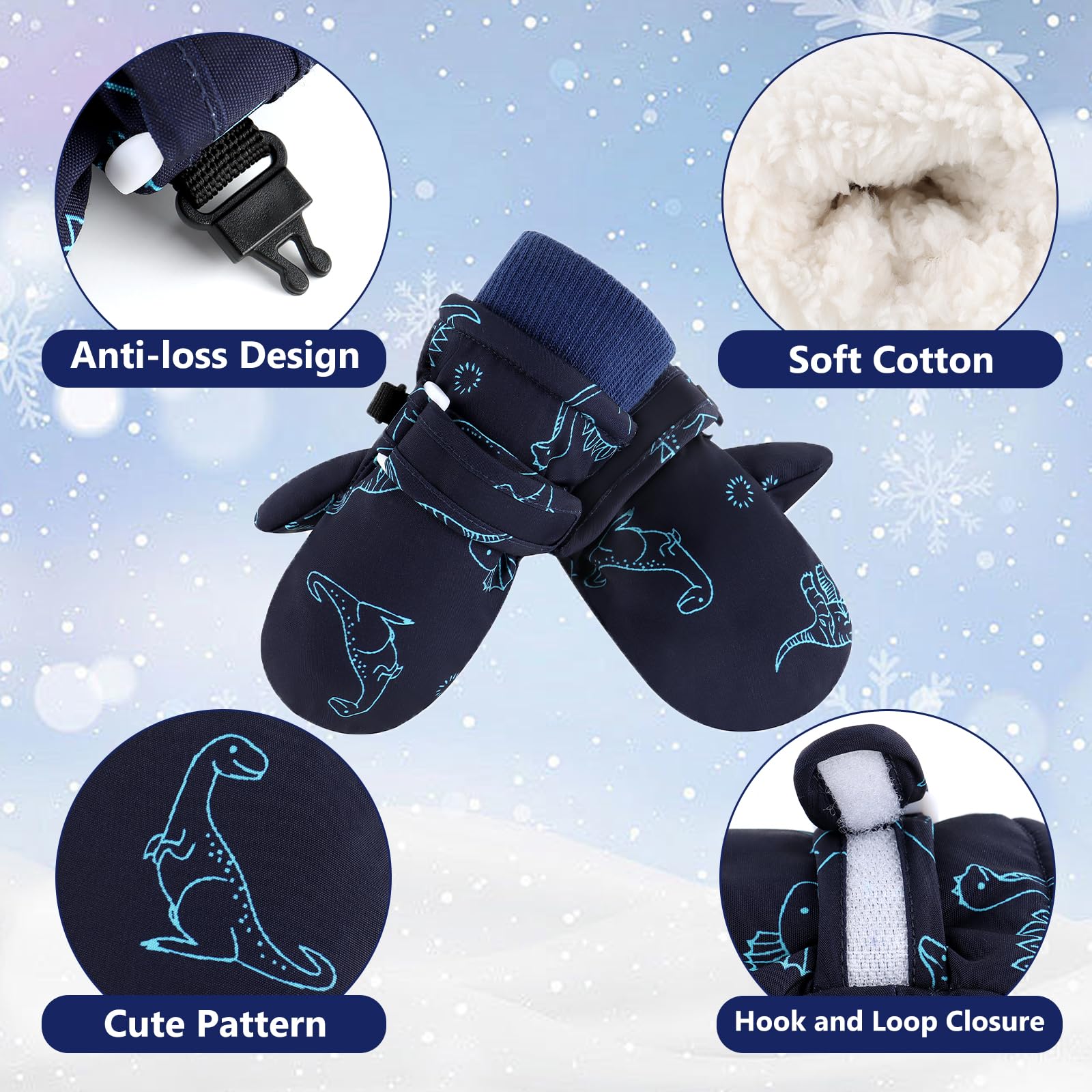 Guantes de nieve impermeables para niños pequeños, guantes de esquí con forro polar, guantes de invierno para niños y niñas