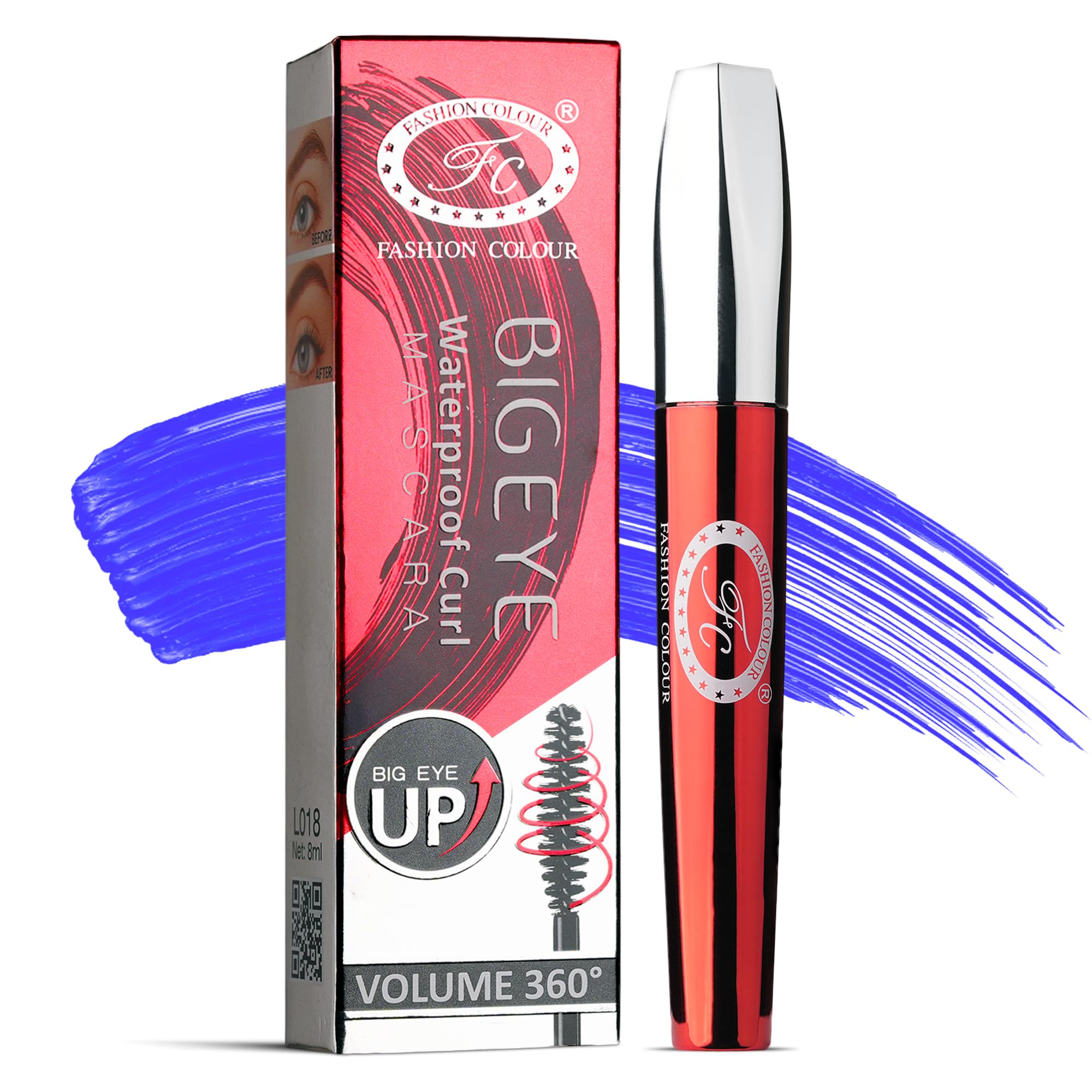 FASHION COLOUR Big Eye All Day Long Waterproof Mascara | Smudge Proof Curling Mascara For Eye Makeup | Volumising & Lengthening Mascara for Eyes | Longwear | Blue (8ml)-image-25