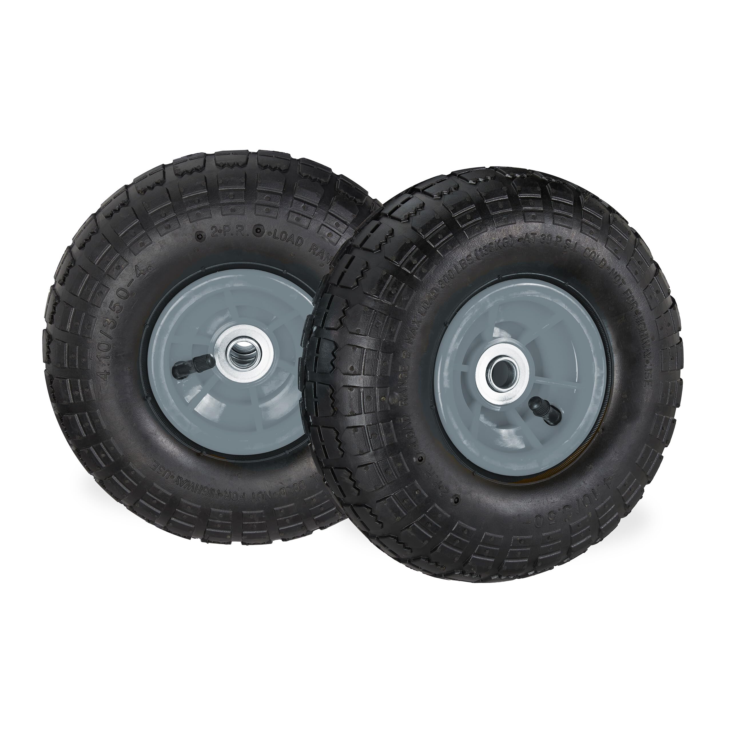 Relaxdays 2 x koło do wózka transportowego 4.1/3.5-4, opony pneumatyczne do wózka, oś 16 mm, 136 kg, 260 x 85 mm, czarno-szare