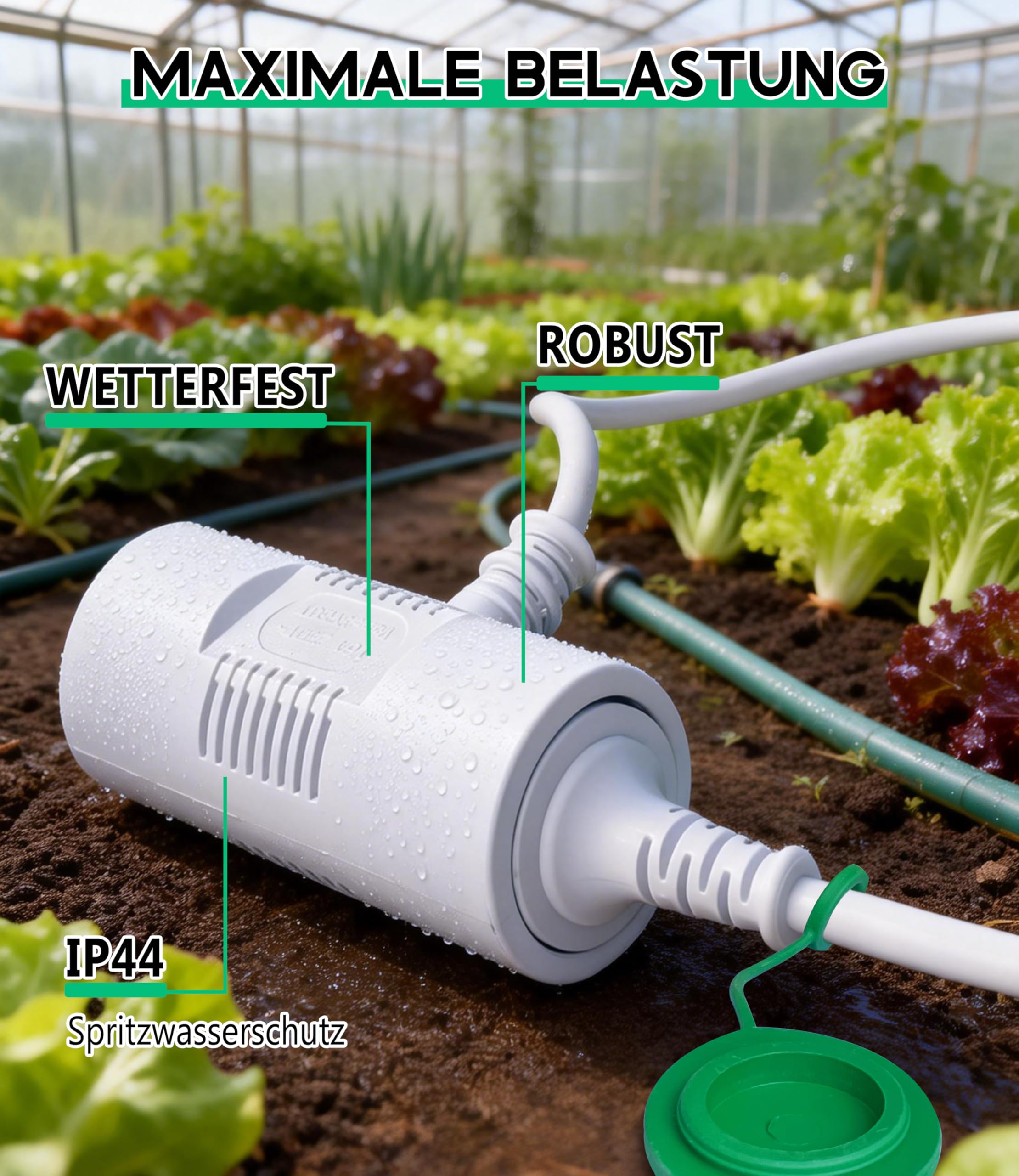 XINWANG 20m IP44 H05VV-F Verlängerungskabel, Weiß, 2 Schuko | H05VV-F 3G1,5mm² mit 2 geschützten Schuko-Steckdosen für zeitweisen Außeneinsatz im Garten, auf Terrasse und bei DIY