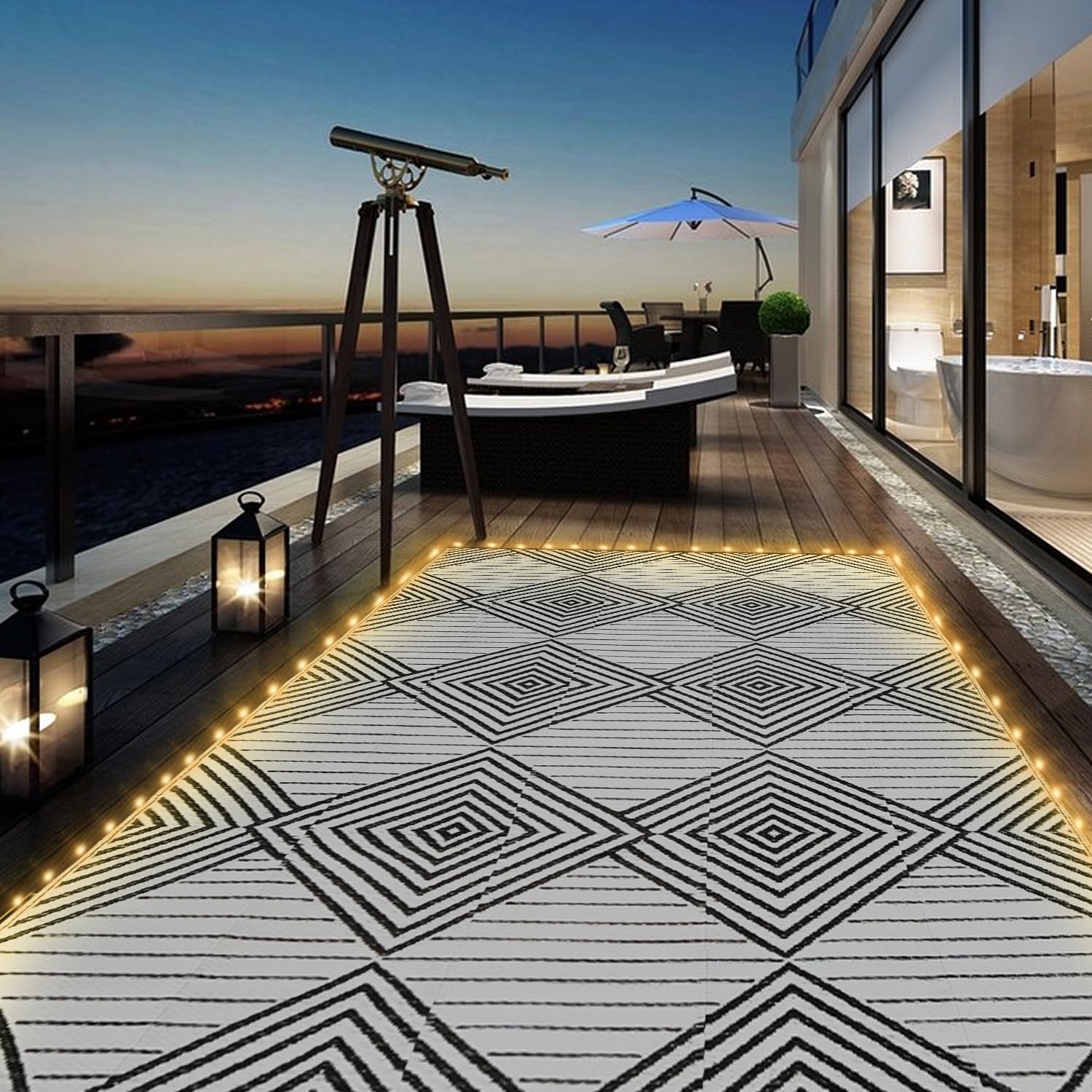 Amazon.com: 6x9ft Waterproof Outdoor Rug with LED Lights, Foldable