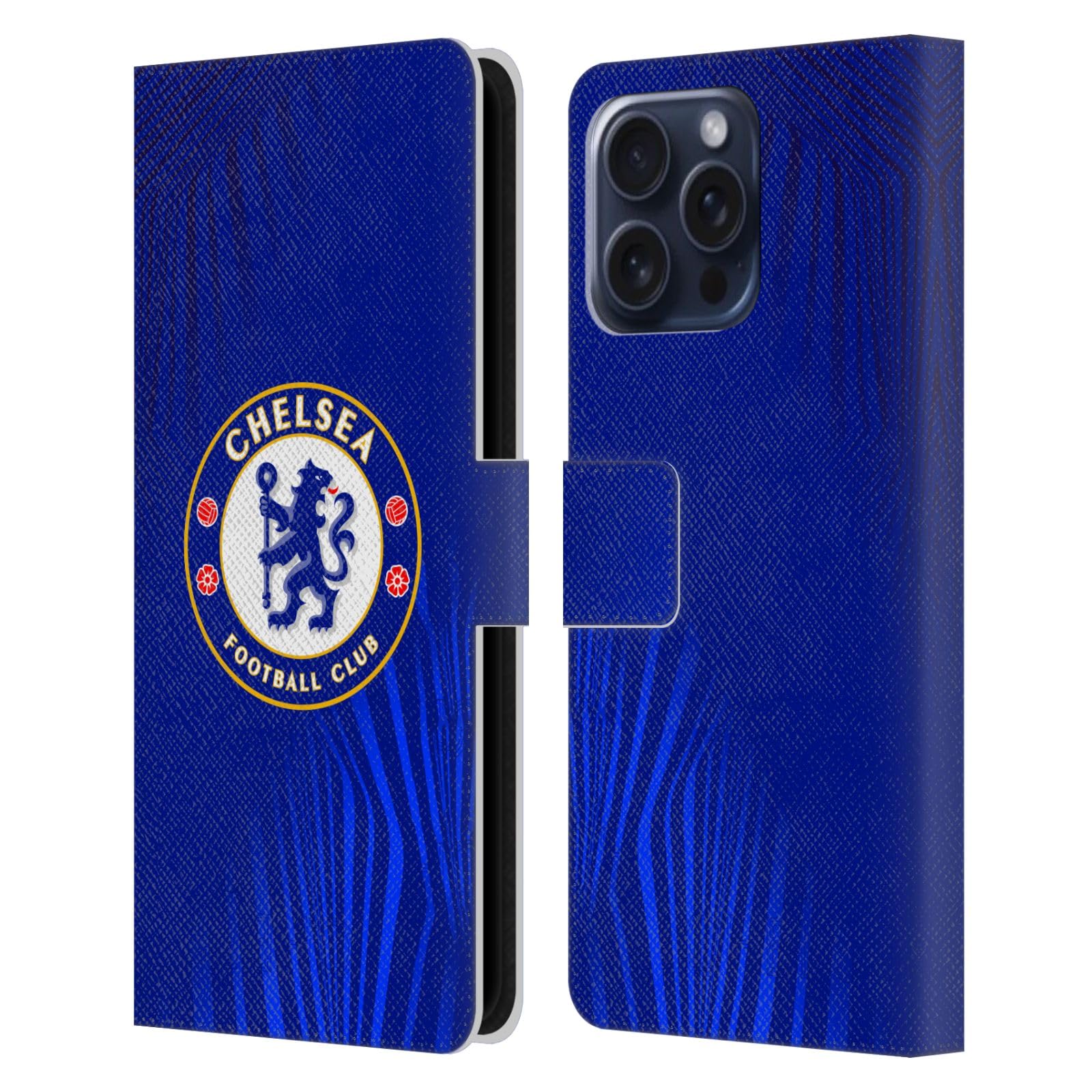 Head Case Designs Officially Licensed Chelsea Football Club Super Graphic Crest Leather Flip Case Compatible With Apple iPhone 16 Pro Max โ image 1