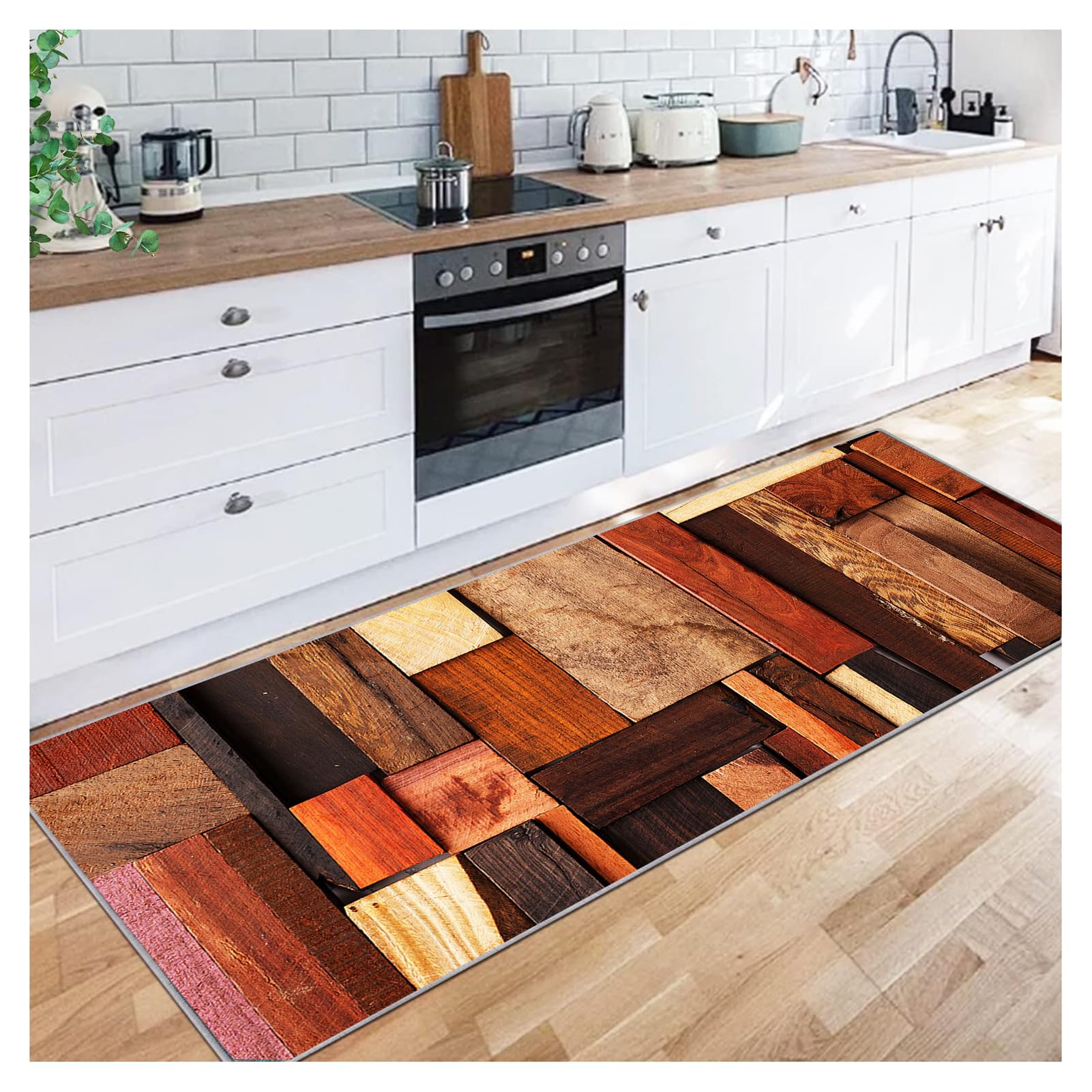 Siunwdiy Alfombra de Pasillo Larga por 1 Metros,Alfombra Cocina Microfibra Antideslizante Suave,alfombras de Cocina, Alfombra de Pelo bajo para Pasillo para Cocina y lavandería,60X100cm