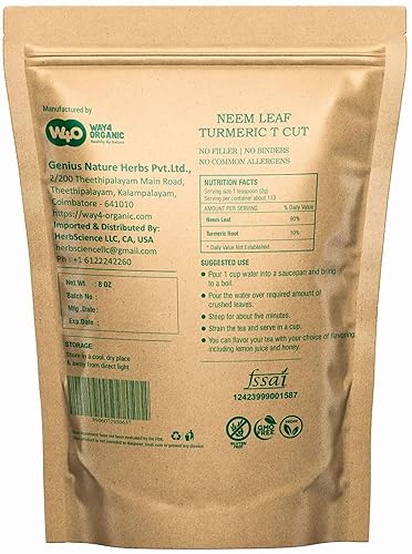 Miniatura 2 de Té de hojas de neem con cúrcuma de 8 onzas, aumenta la inmunidad, ayuda en la digestión, sin cafeína, un té con dos beneficios (paquete de 1)