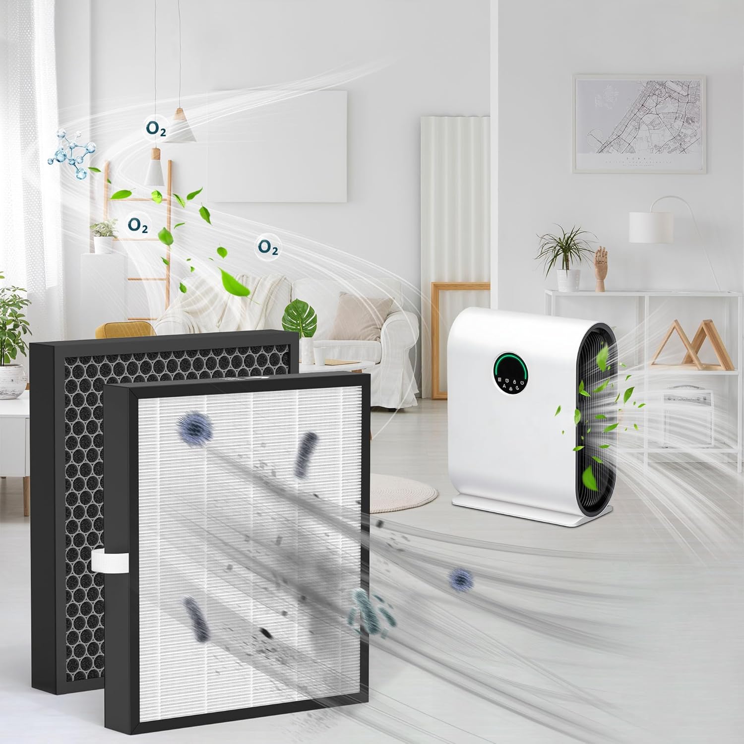 2 Packs KJ217 Replacement Filters Compatible with Mooka KJ217 Air Purifi-er, 3-in-1 Filter with Activated Carbon Filter - Image 7