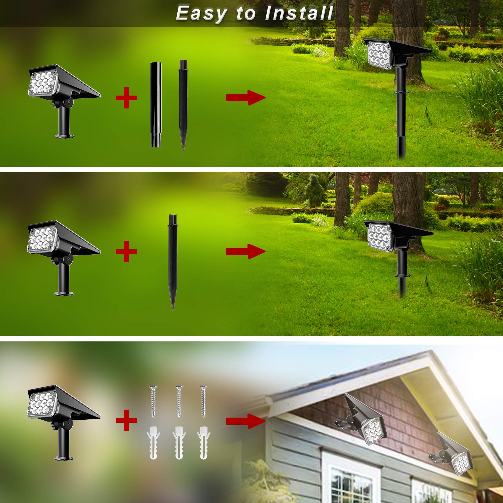 Solar Spot Lights Outdoor, Green Solar Spotlights Landscape Lights with IP65 Waterproof 20 LEDs Solar Landscape Spotlights for Garden Path Yard Holiday Decoration 4 Pack