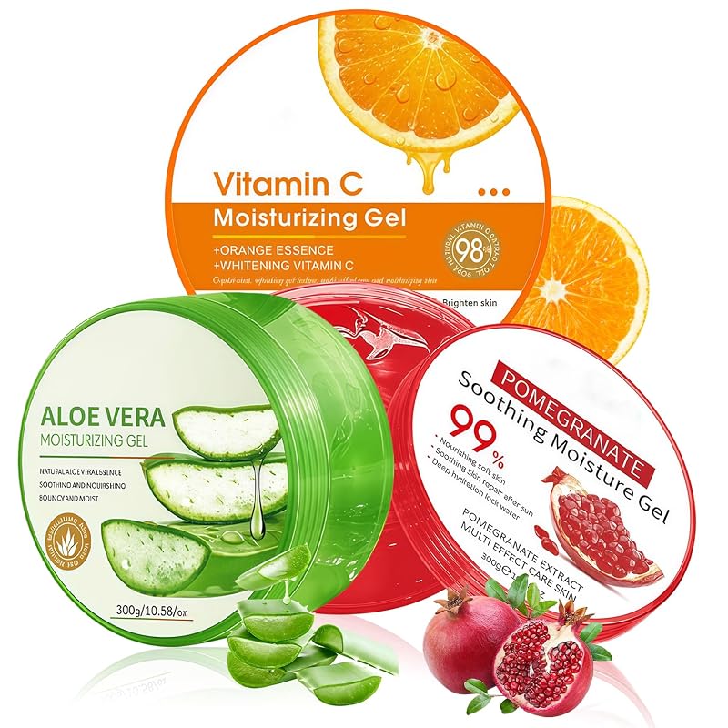 Gel de Aloe Vera LZYLLS para rosto e corpo, textura leve, Pacote com 3