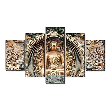The Castle Decor Beautyful Religious -Set of 5 piece wall art painting 18X30IN/45X76CM for Living room,Bedroom,Drawing Room,Office,Hotels|Wooden Framed|UV Coating|Digital Painting|