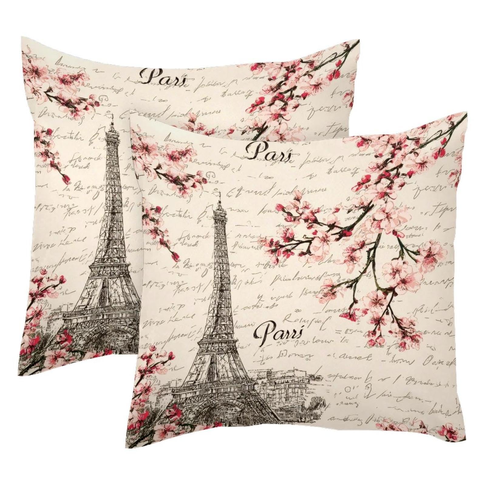 Housse de coussin velours Tour Eiffel pour déco salon moderne Lot de 2 50x50