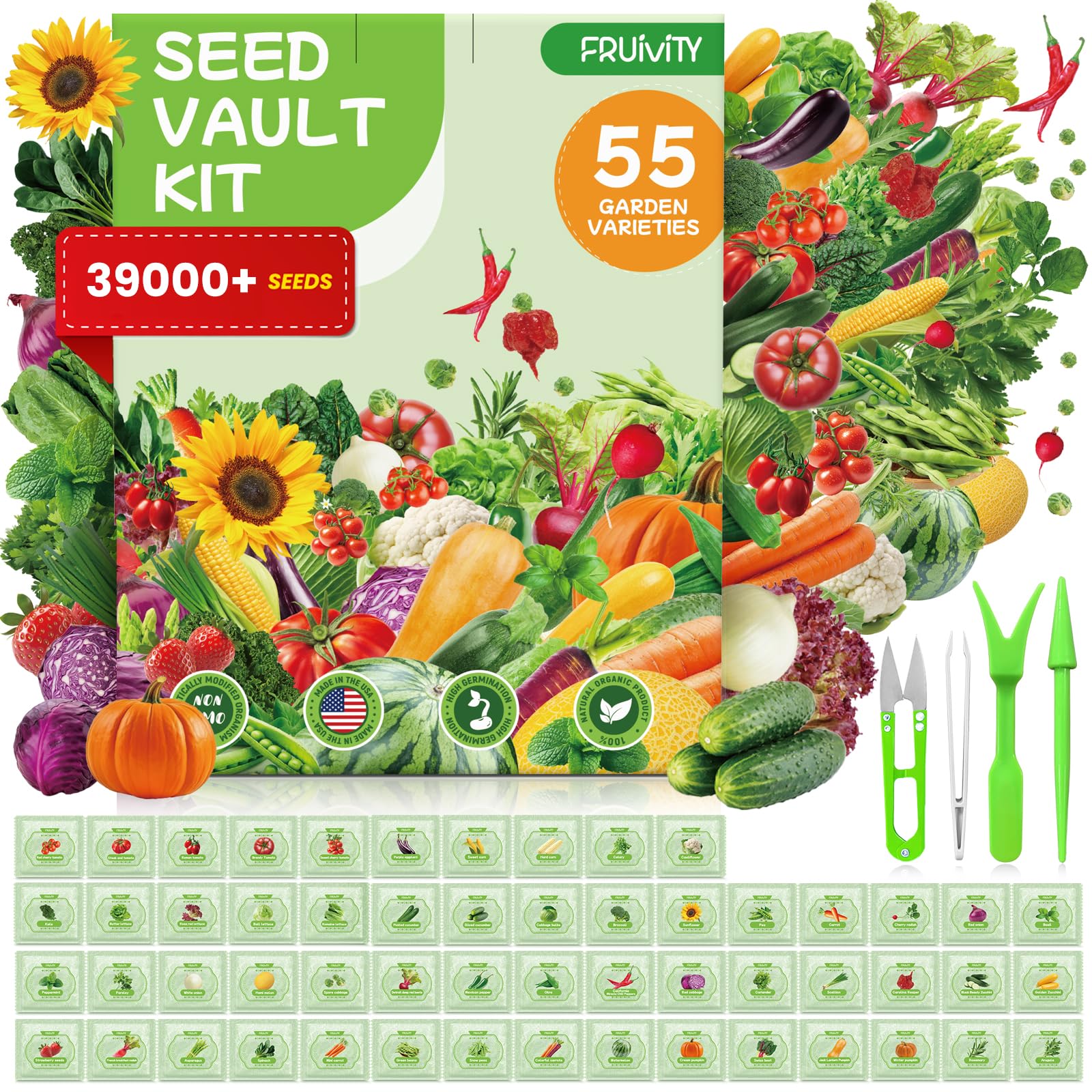 Fruivity 55 Vegetable Seeds Variety Pack
