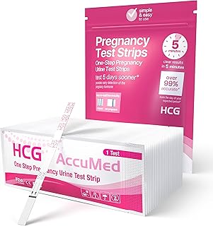 AccuMed Pregnancy Test Strips, 25-Count Individually Wrapped Pregnancy Strips, Early Home Detection Pregnancy Test Kit, Clear HCG Test