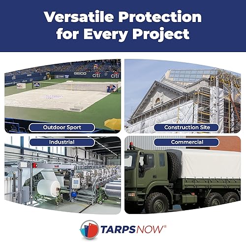 Miniatura 7 de Tarps Now Lona de drenaje de fugas de techo (20 x 20 pies) con brida de drenaje y anillo en D, sellador de techo, desviador de fugas, lona