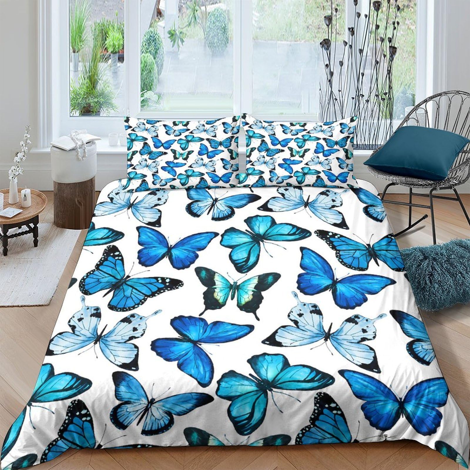 3D Printed Butterfly Duvet Cover, Microfiber Comforter Cover Hidden Zipper