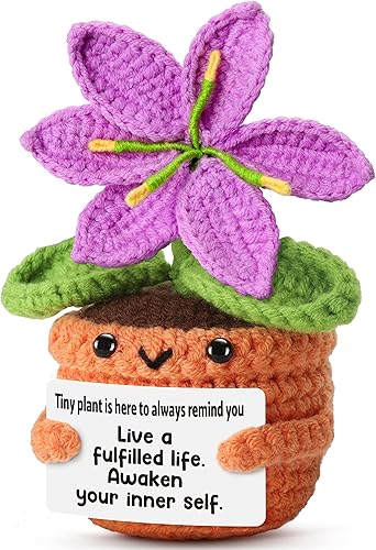 Miniatura 11 de Muñeca de Amistad Hecha a Mano de Crochet Flor de Lirio Púrpura con Tarjeta de Agradecimiento – Para Mi Amiga, Regalo para Mejor Amiga, Mujer, Mejor