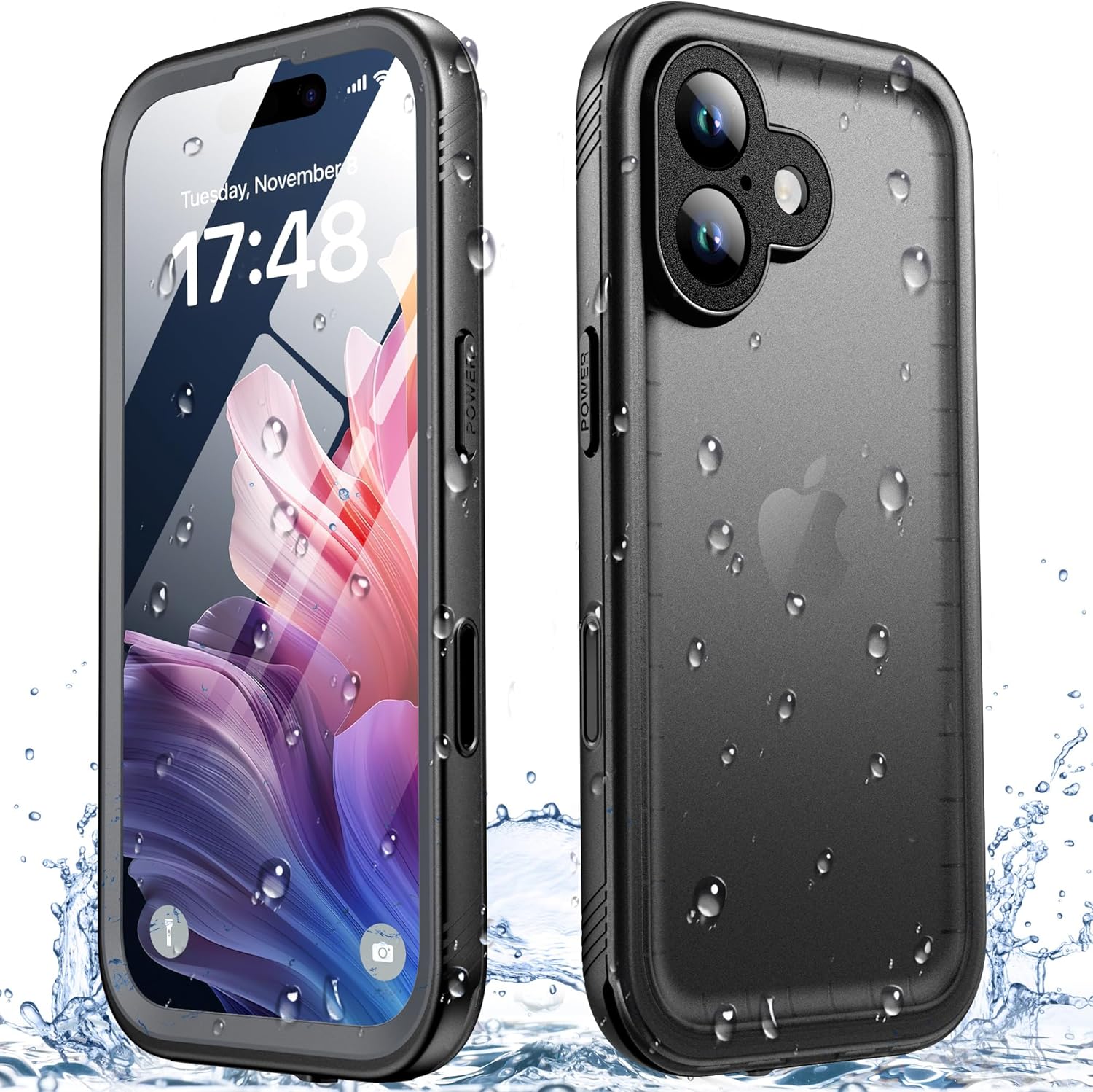 SPORTLINK for iPhone 17 Waterproof Phone Case – Built in Screen Protector/Shockproof/Military Rugged Dropproof/Dustproof/Heavy Duty, 360 Full Body, Protective Cover for iPhone 17 6.3 inch Black