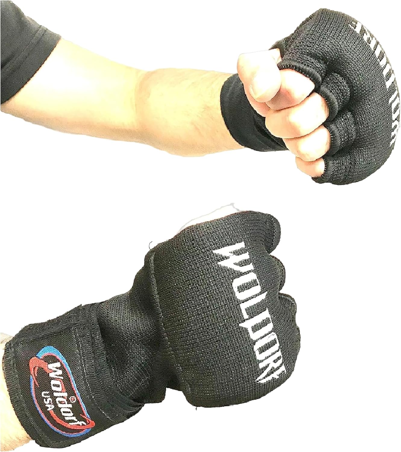 Padded Inner Gloves Training Gel Elastic Hand Wraps for Boxing Quick Wraps Men & Women Kickboxing Muay Thai MMA Bandages Fist Knuckle Wrist Wrap Protector Handwraps Black (Pair)