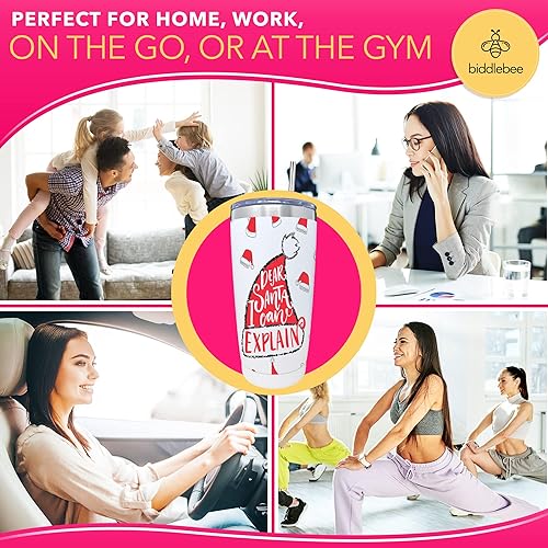 Miniatura 5 de Biddlebee Taza de café de viaje con tapa deslizante taza termo de acero inoxidable a prueba de derrames de 20 onzas para viajes diseño reutilizable