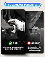 Vista 5 de DAYUAN Kit de herramientas de servicio frontal profesional, 5 piezas, color azul, extractor de brazo Pitman, separador de rótula, herramienta