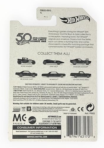 Miniatura 2 de Hot Wheels Twin Mill, Serie 50 Aniversario Negro y Oro