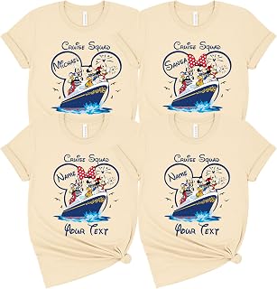 Custom Cruise Squad Family Matching T-Shirts, Personalized Mickey & Minnie Cruise Line Shirts, Magical Sea Vacation Outfits