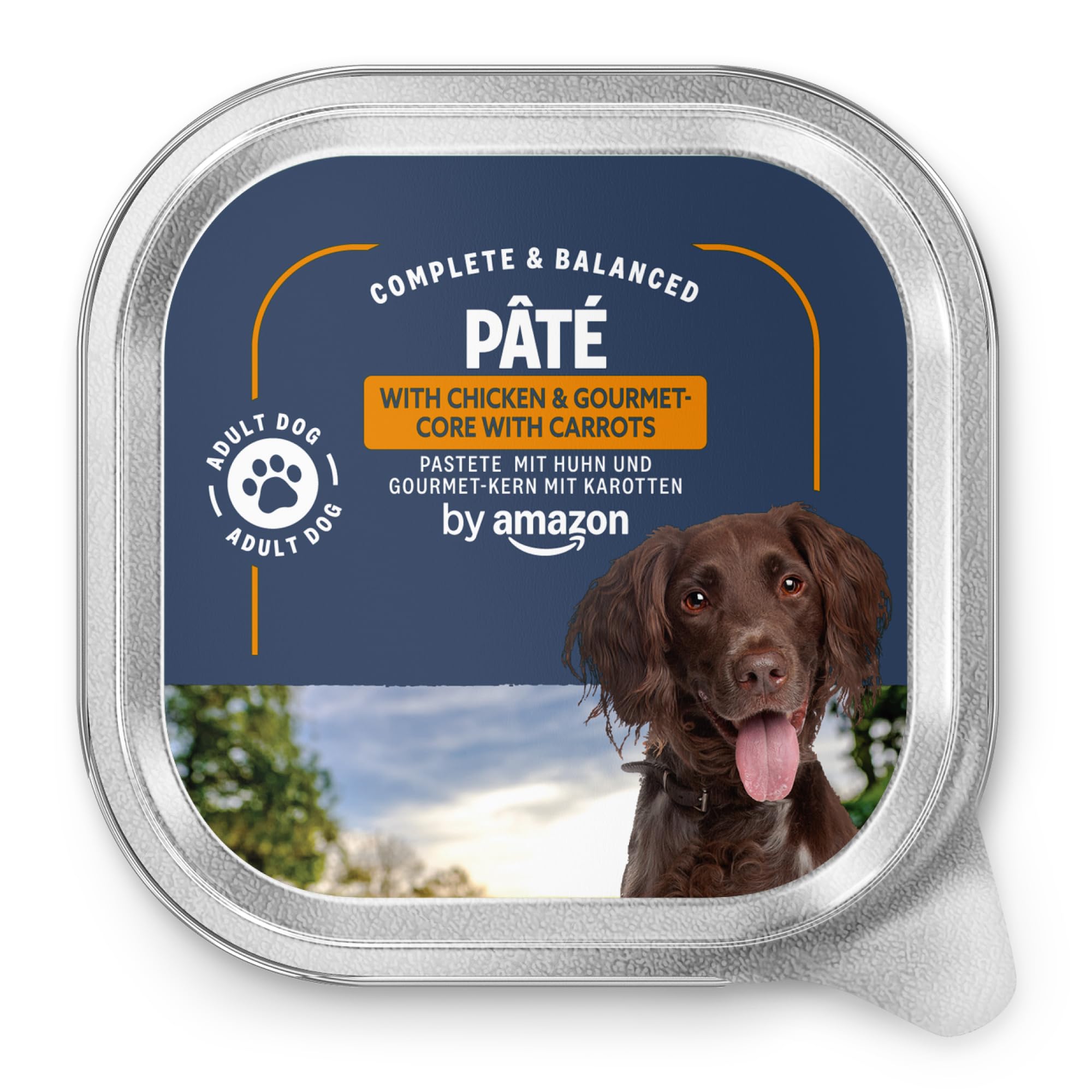 by Amazon Comida Húmeda para Perros, Paté con Pollo y Corazón Gourmet con Zanahorias y Pasta, 300g, Paquete de 10