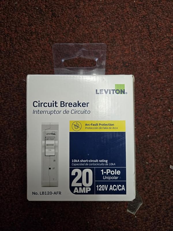 Leviton R01-LB120-AFR 20 Amp 120-Volt Branch Circuit Breaker AFCI 1-Pole