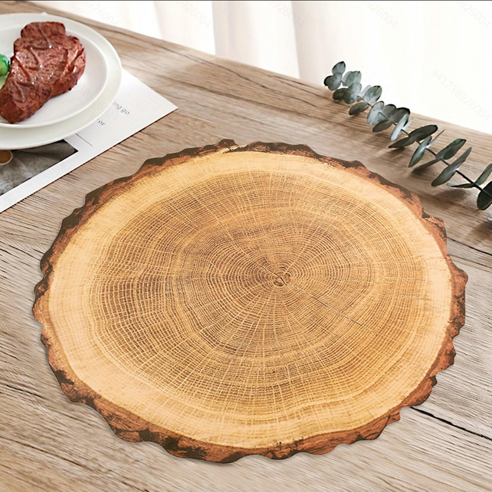 Tischset 10 Stück, Platzdeckchen 38CM rutschfest Holzmaserung Platzset für Glastisch