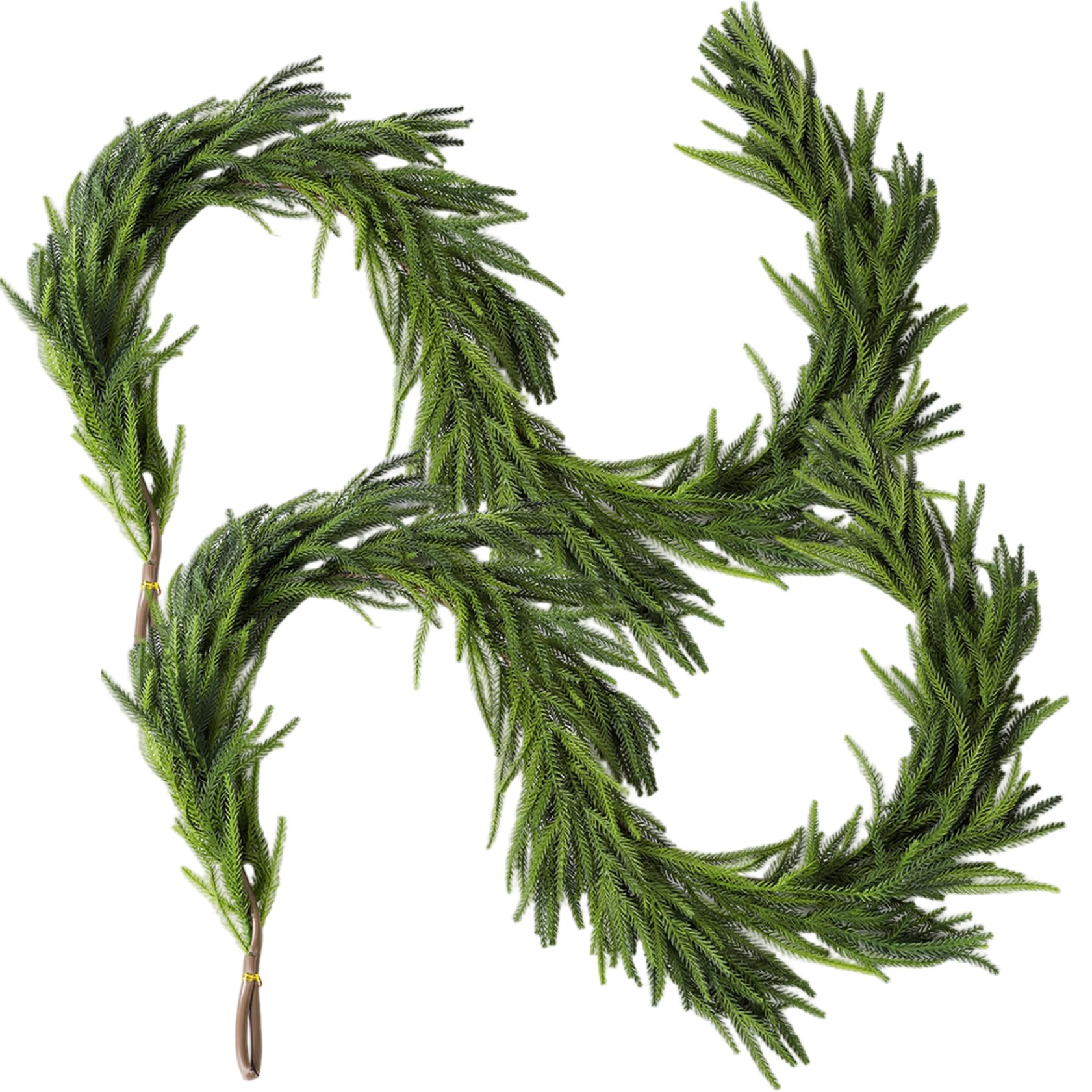 Decoraciones navideñas 2pcs guirnaldas navideñas 5.9 pies Real Toque Real Norfolk Pino Guirnalda vegetación Artificial Enredaderas para Manto Chimenea Mesa de la Pared decoración de la Puerta del h