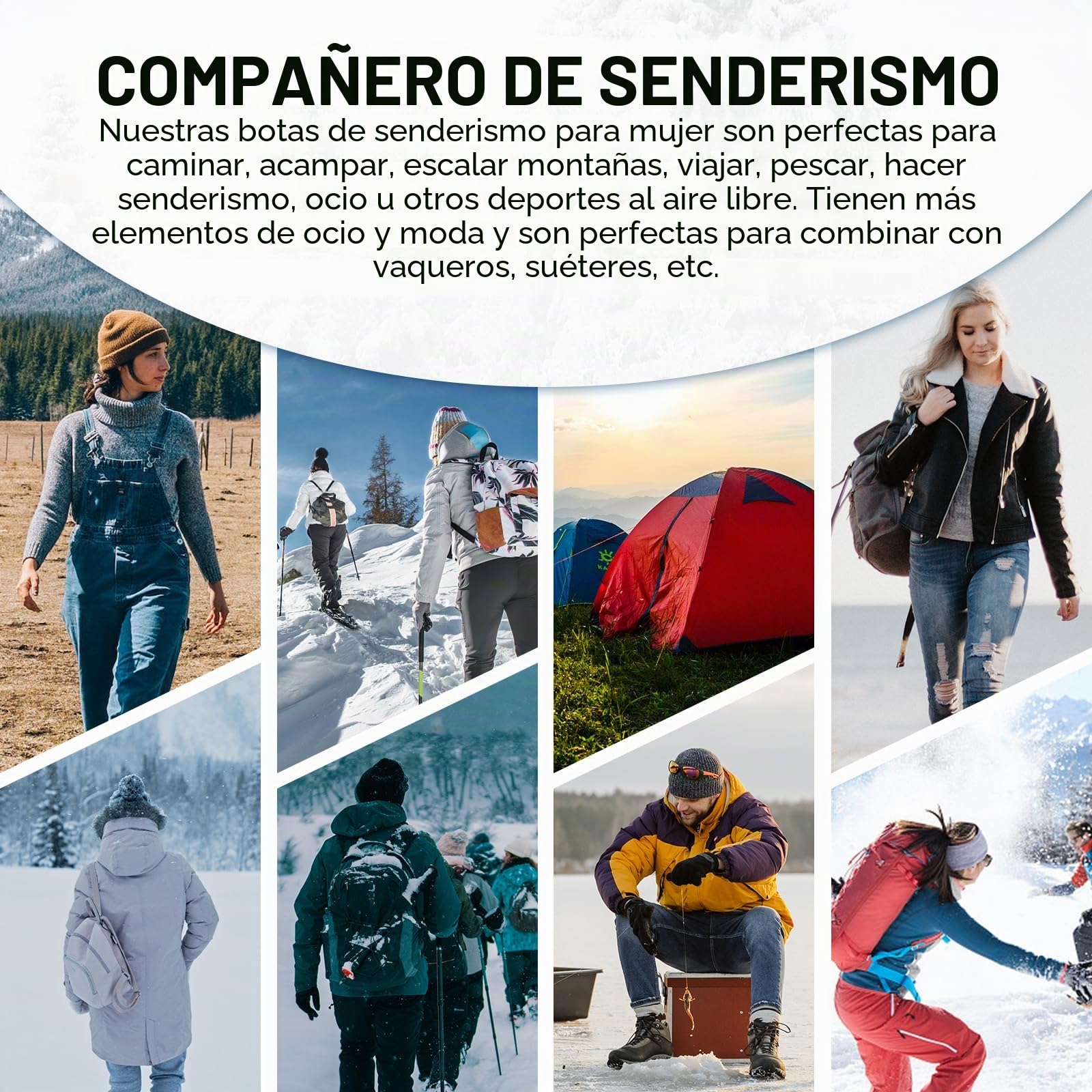 Mujer Botas Invierno Impermeables Botines de Nieve Senderismo Botas Calientes Fur Forro Boots Outdoor Antideslizantes Trekking Zapatos