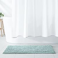Amazon Basics Extra Soft Shag Bath Rug Mat 21x34 Seafoam Green - Non-Slip Absorbent Quick Dry Machine Washable
