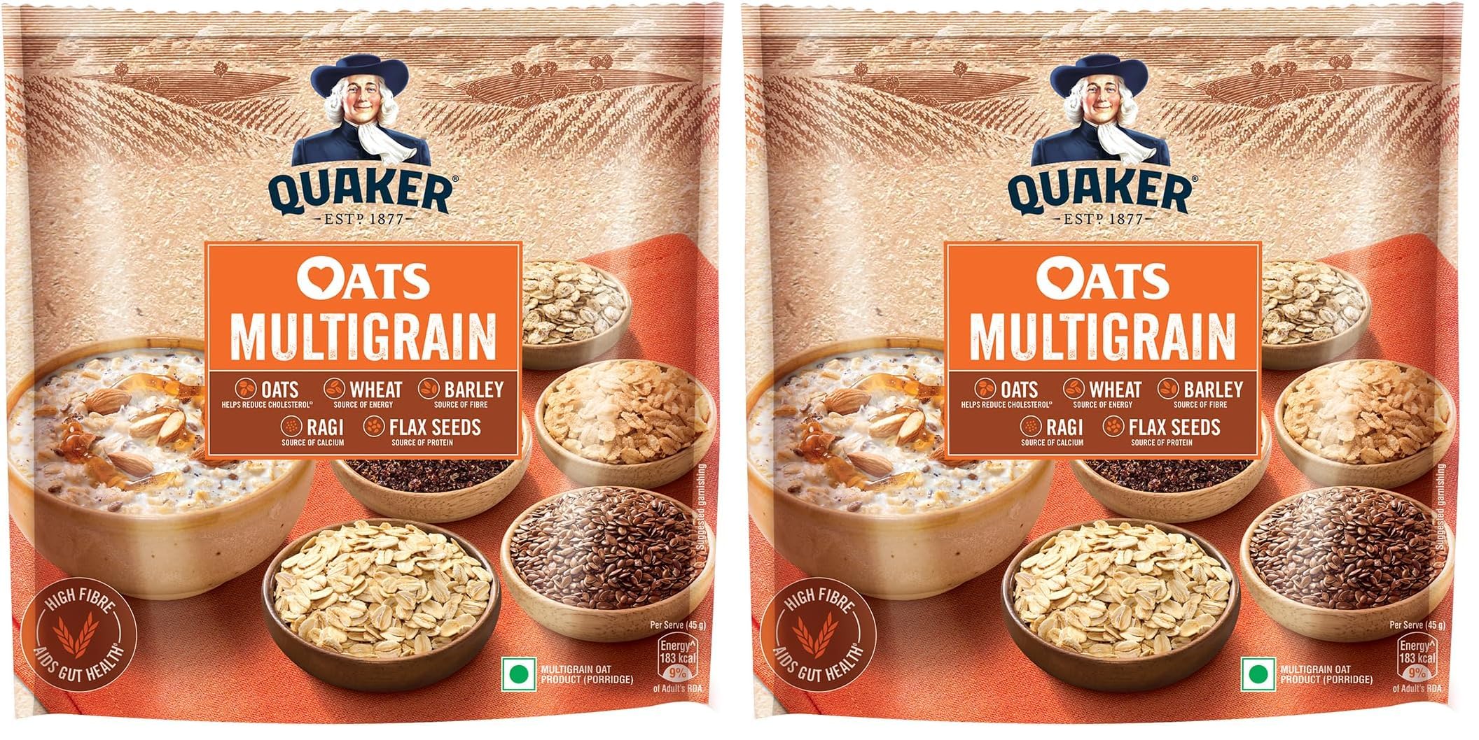 Quaker Oats Multigrain 600g, Rolled Oats, with Ragi, Barley, Flax seeds, and Wheat, Source of Energy, Calcium, Protein & Fibre, Dalia (Pack of 2)-image-30