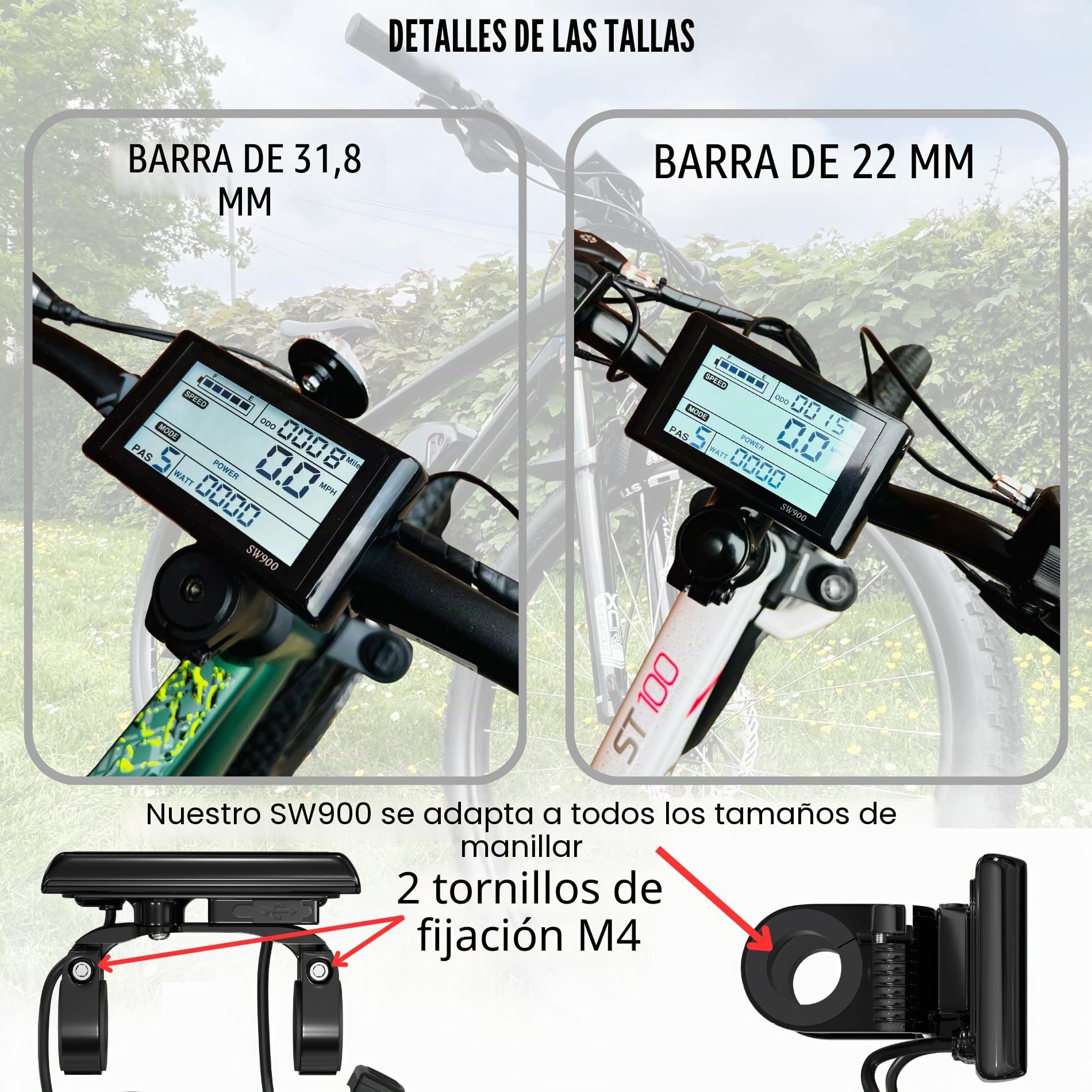 SW900 - Pantalla LED para bicicleta eléctrica, 5 pines, SW900, 36 V, 48 V, 60 V, 72 V, velocímetro
