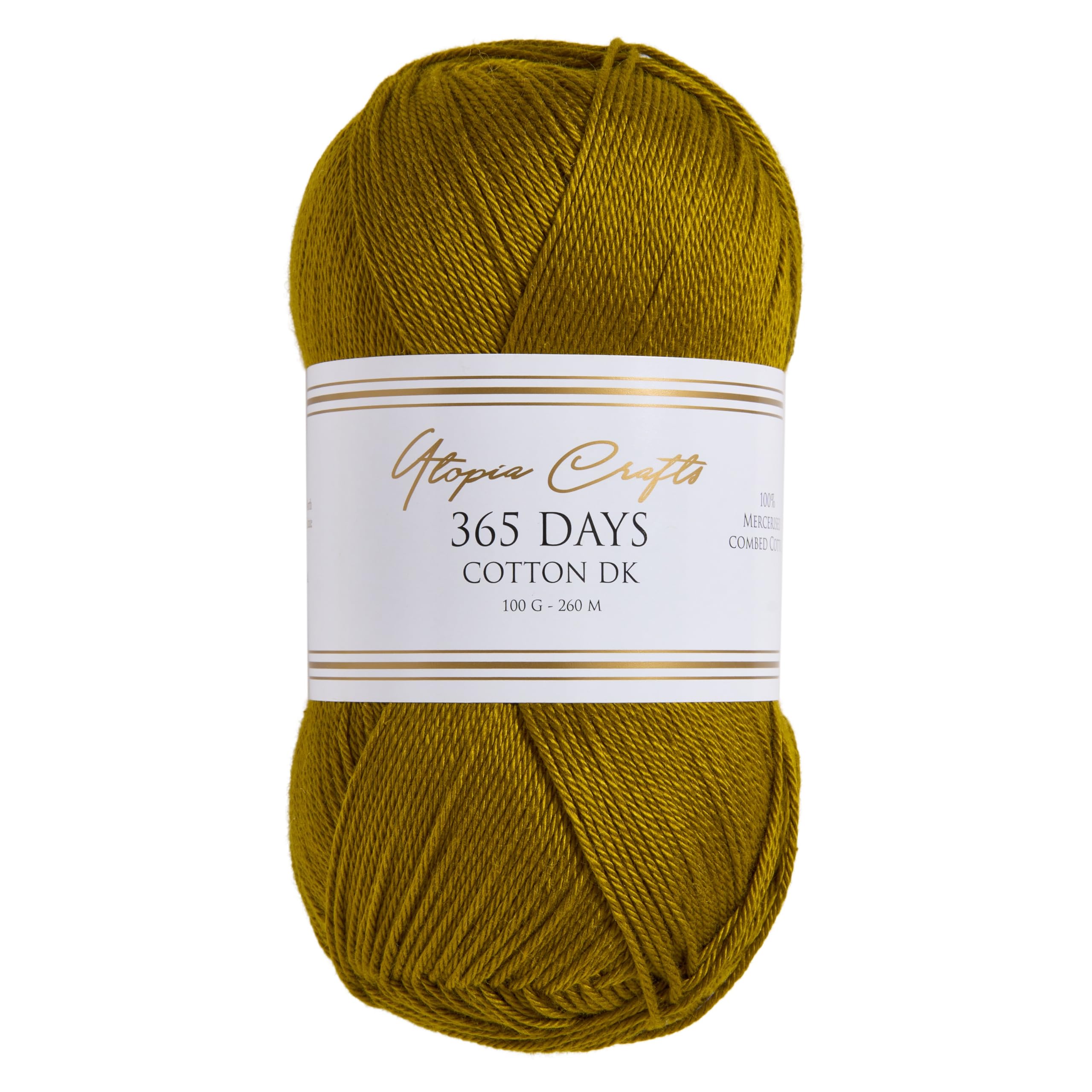 Utopia Crafts 365 Days Mercerised Combed Cotton DK Yarn for Knitting & Crochet 100g (Mustard Gold) — image 1