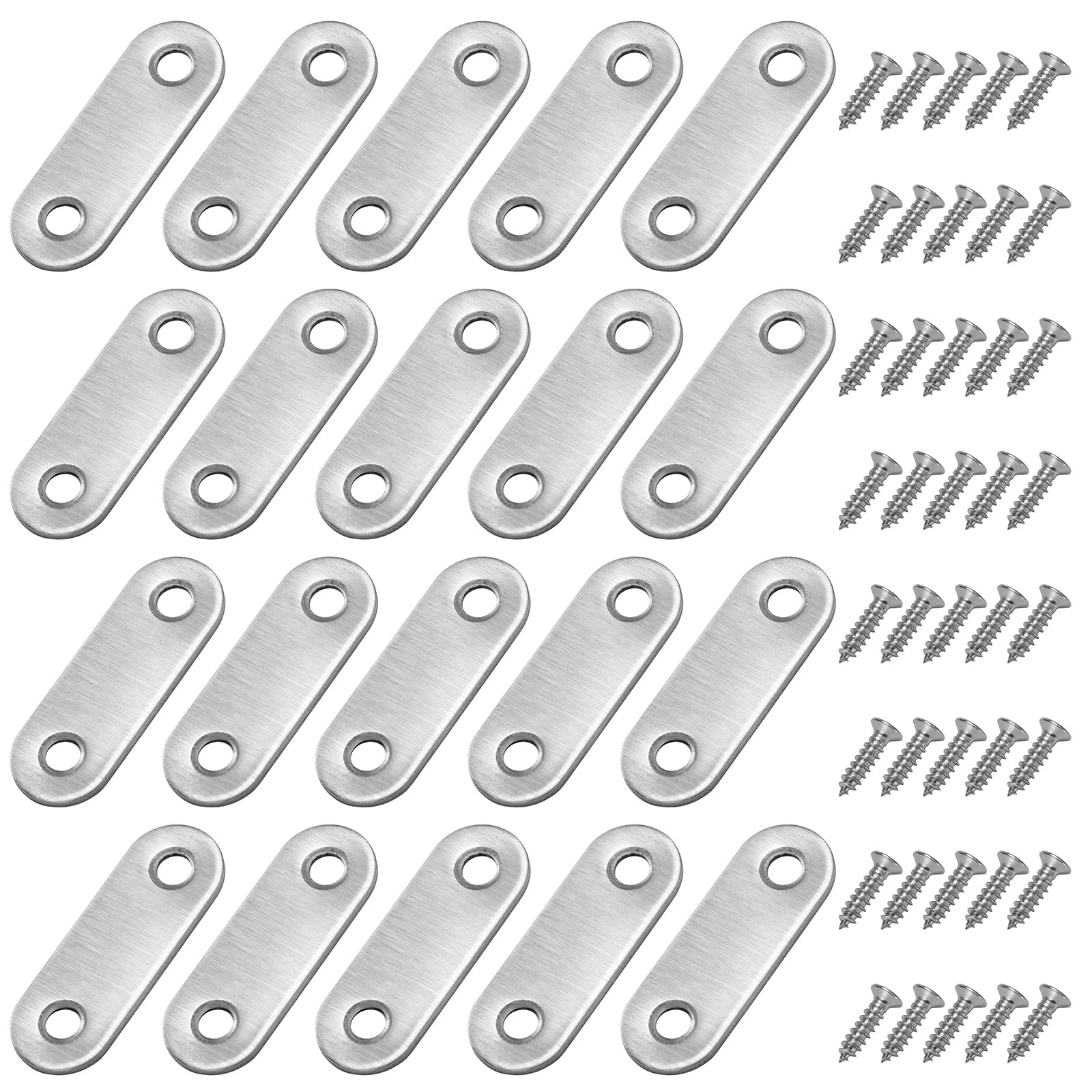 Staffe Angolari Piatte Supporti Angolo Retto Staffe in Acciaio Squadrette con viti per Mensola di Legno Tavolo Sedia 46*16mm Argento 20 Pezzi