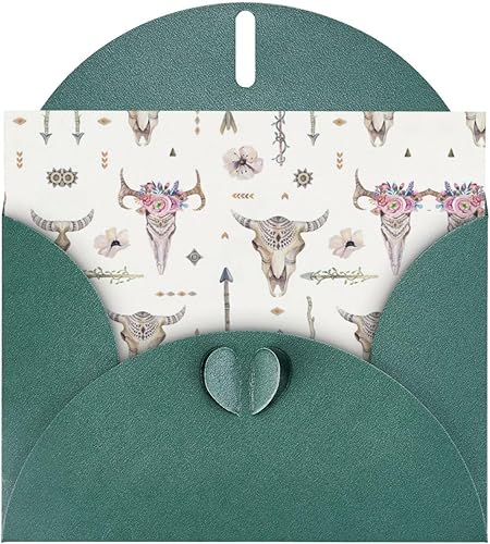 NEZIH Ribal Bull Skull On White Print Tarjetas de agradecimiento Tarjetas de agradecimiento para todas las ocasiones, Navidad, cumpleaños,