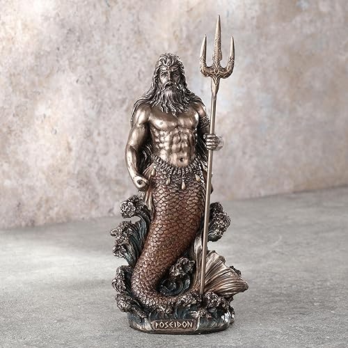 Miniatura 2 de Veronese Design 7 18 pulgadas de alto Poseidon griego dios del mar Escultura de acabado de bronce de resina fundida en frío