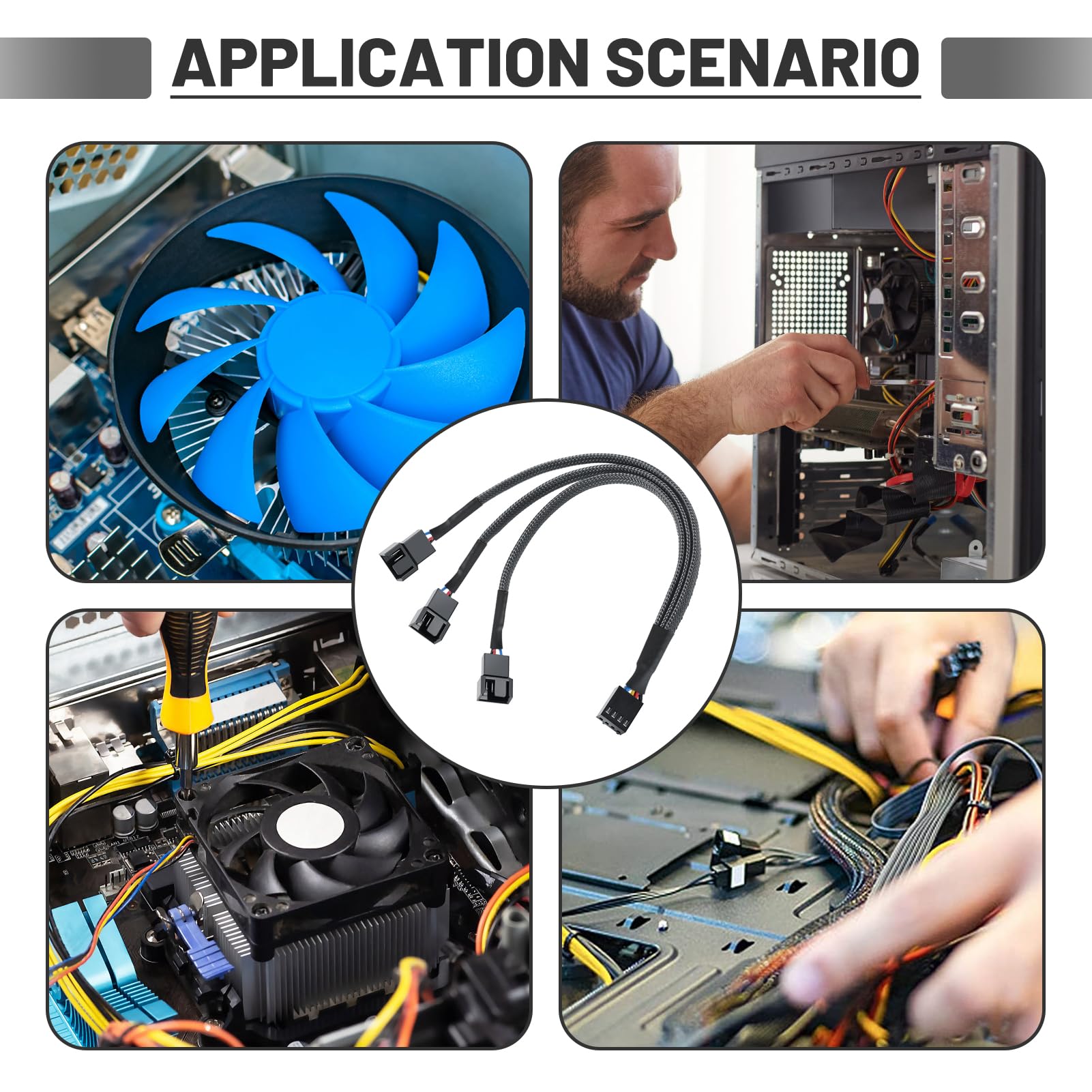 QIANRENON Cavo di prolunga per ventola PWM a 4 pin Cavo sdoppiatore di alimentazione per ventola in nylon intrecciato compatibile con ventola di raffreddamento ATX a 3 pin/4 pin da 30 cm