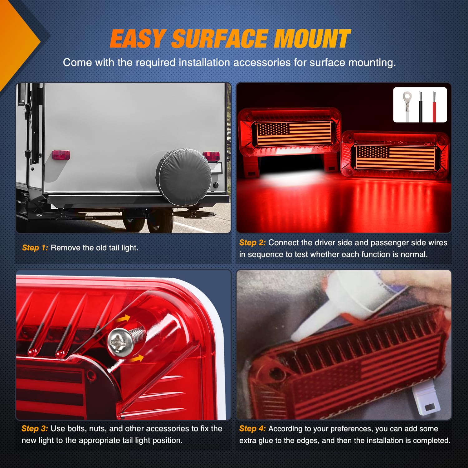 Snapklik.com : RV Tail Light 2PCS 72 LED Red Running Stop Brake Turn ...
