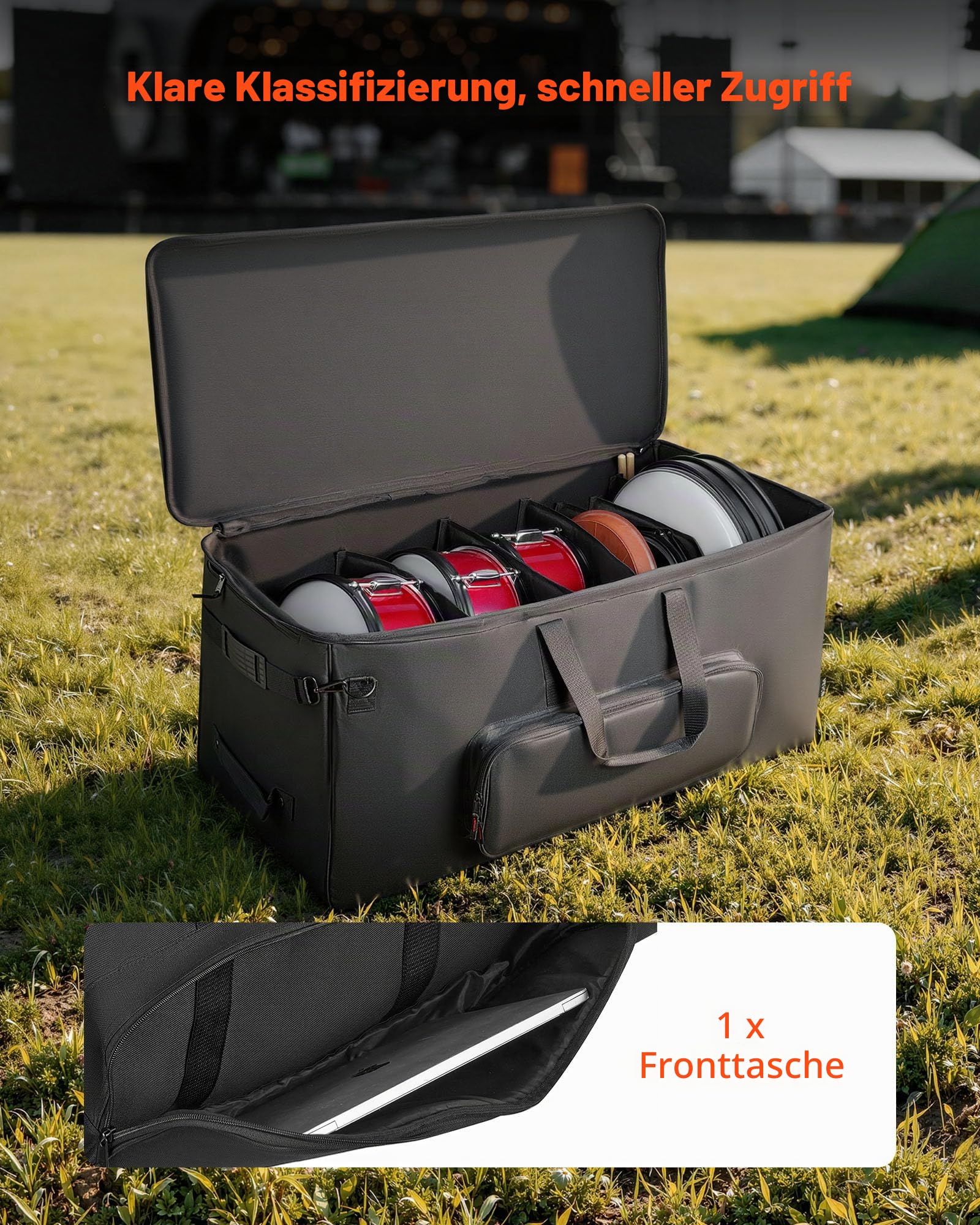 VEVOR Schlagzeugtasche, Drummer Hardware Bag, 1010x510x440 mm, mit 6 herausnehmbaren Trennwänden, Rollen & 3 Außentaschen, wasserabweisend & gepolstert, sicherer Transport von Equipment & Instrumente