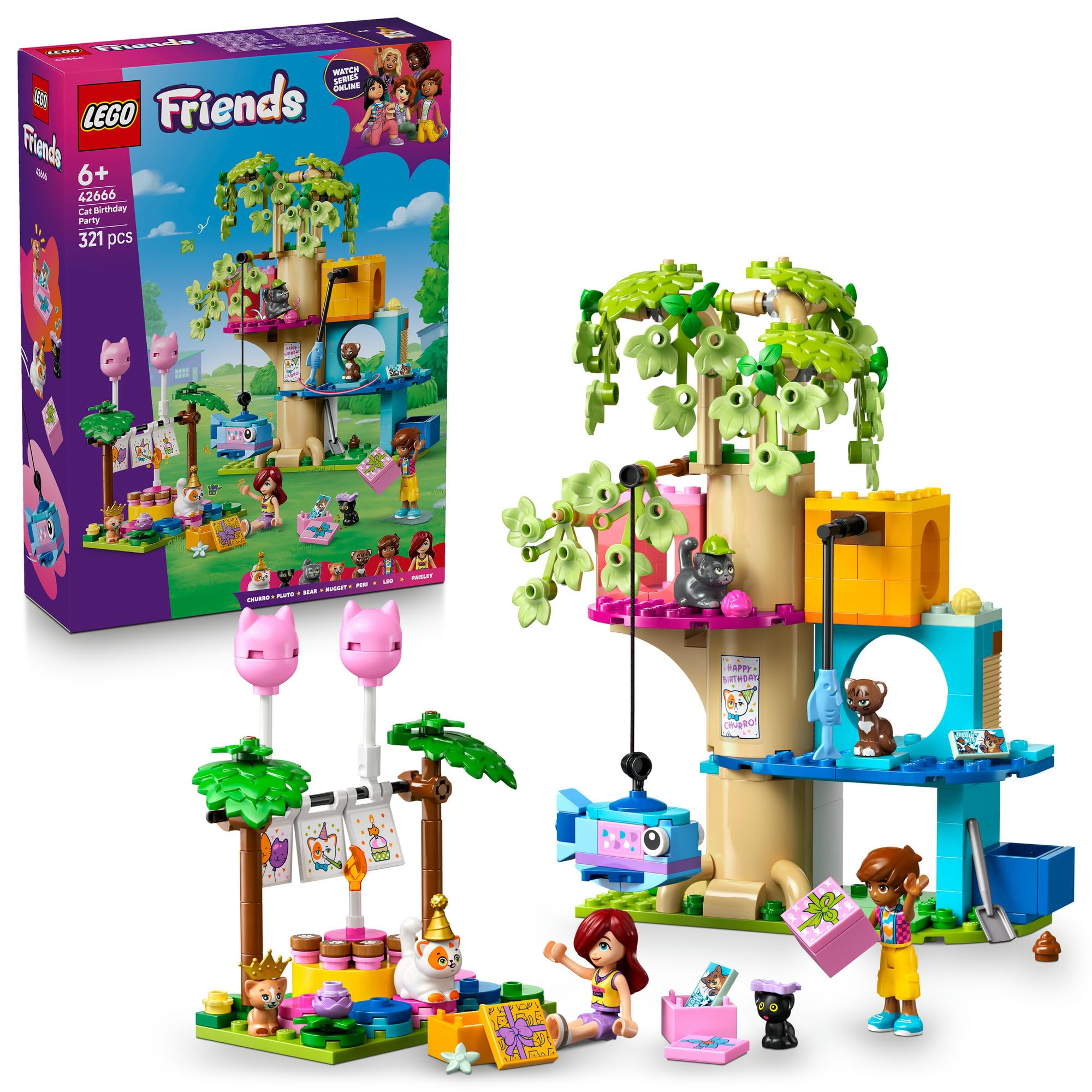 LEGO® Friends Cat Birthday Party & Tree House 42666 Building Kit
