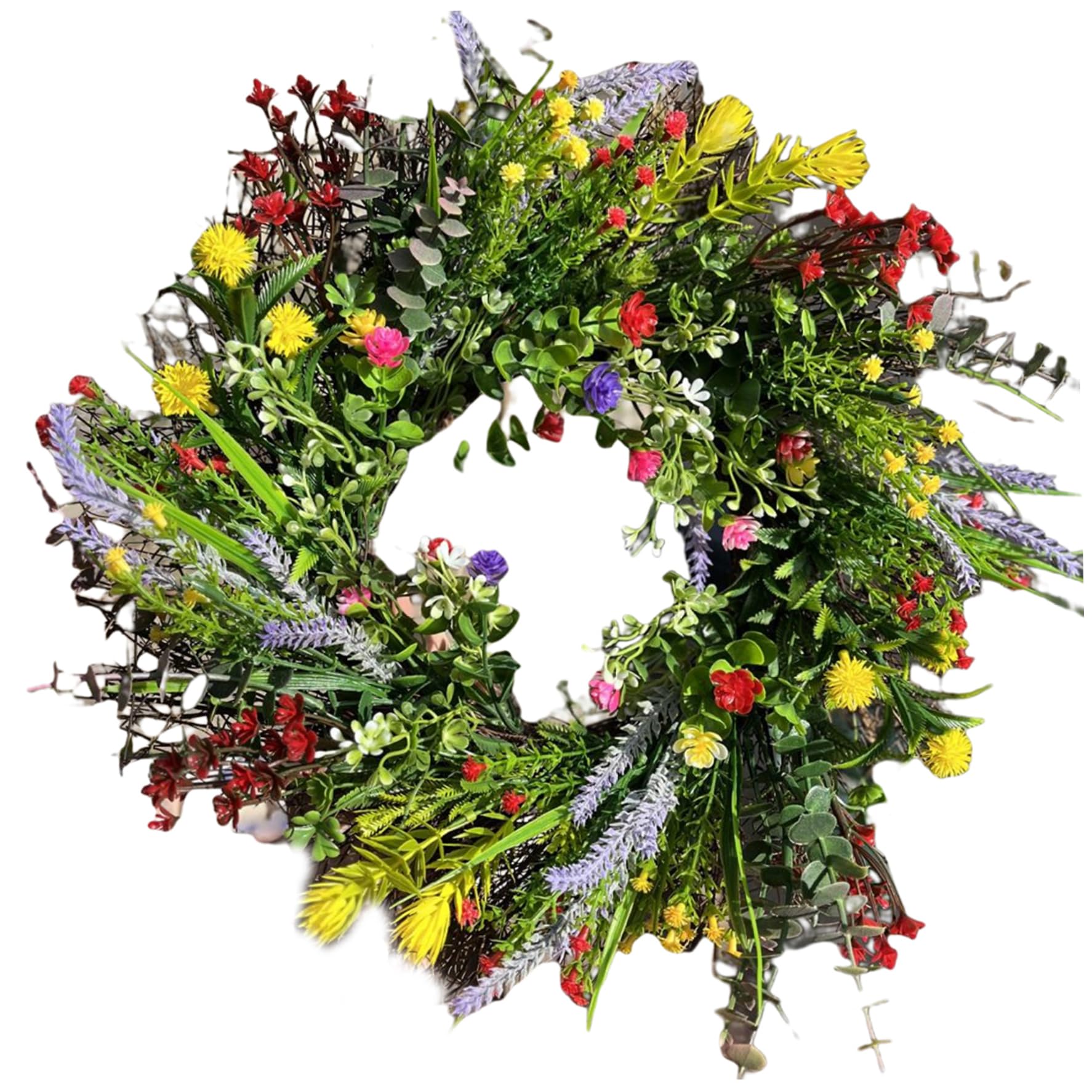 Wildblumenkranz, Haustürkränze für den Sommer, 39, 9 cm, künstlicher Wildblumenkranz, Aufhänger für Haustür, Blumengirlande, Dekorationen für Zuhause, Fenster, Wand, Hochzeit, Party, Sommer
