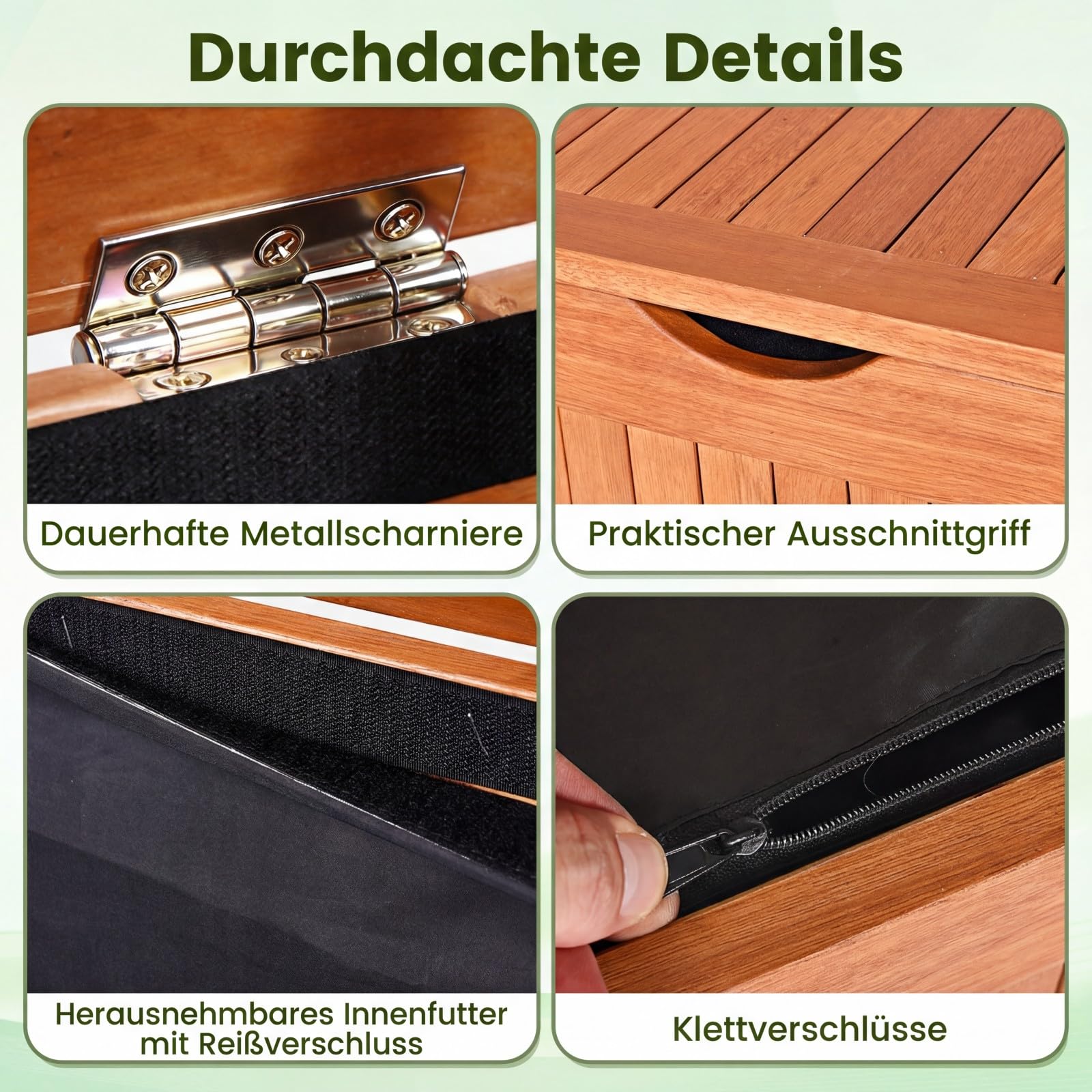 GIANTEX Gartenbank Holz mit Stauraum, Truhenbank mit Aufbewahrungsbox, 2-Sitzer Sitzbank Massivholz bis 360 kg belastbar, Terrassenbank Outdoor, Garten Holzbank mit Arm- & Rücklehne, 107x59x90cm