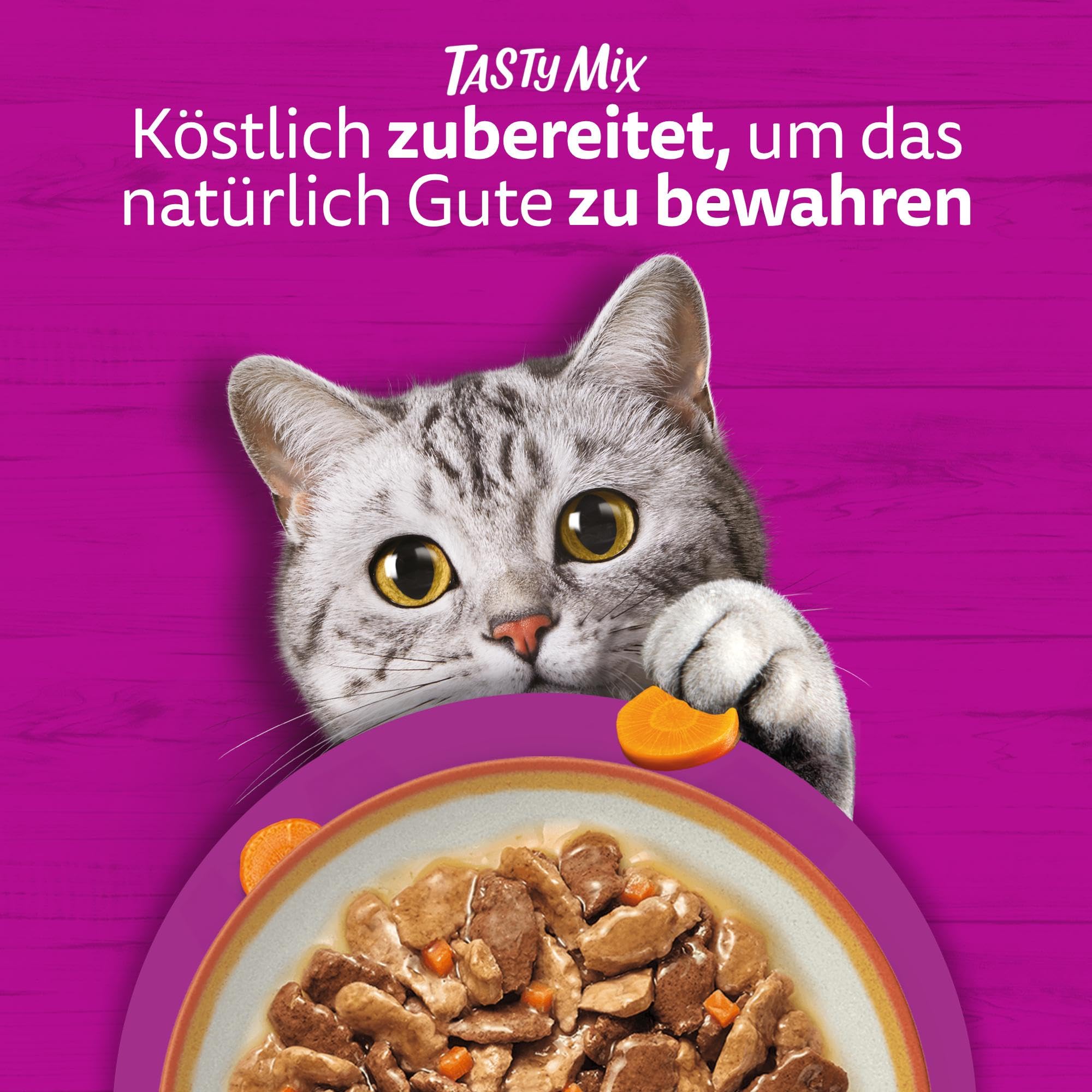 Whiskas Adult 1+ Katzennassfutter Tasty Mix Country Collection in Sauce, 84 Portionsbeutel, 84x85g (1 Großpackung) – Hochwertiges Katzenfutter nass, für ausgewachsene Katzen