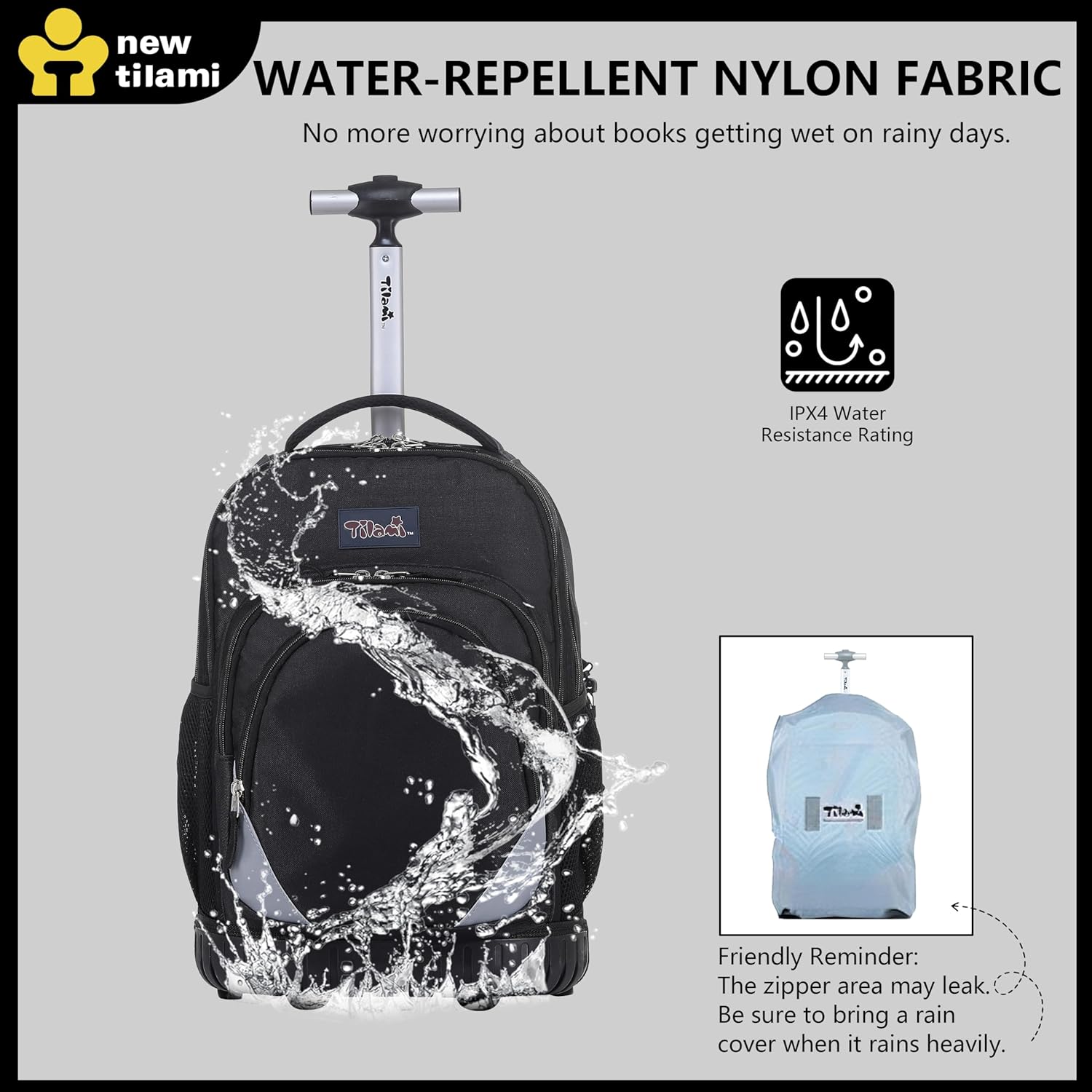 NEW TILAMI Rolling Backpack for Kids 18 Inch Wheeled Laptop Backpack Kids School Travel - Image 6