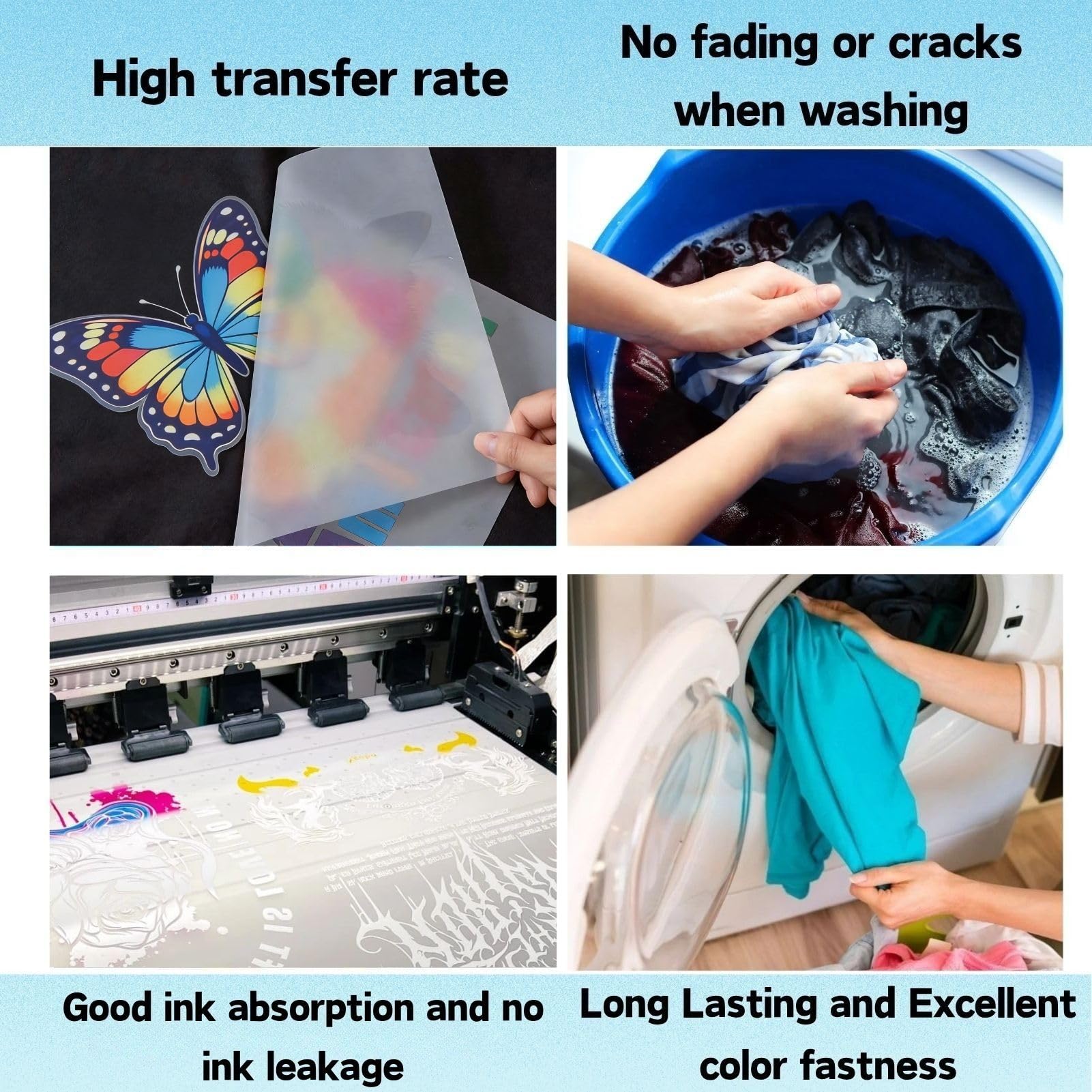 Pellicola di Trasferimento DTF A4 (21 x 29,7 cm), Carta Transfer DTF Trasparente Pet Opaca Bifacciale per Magliette, Tessuti, Vestiti, Cappelli (50 Fogli)