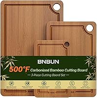 BambooCuttingBoard 3-Piece Bamboo Cutting Board Set with Juice Grooves, Handles & Non-Slip Mats - Durable Eco-Friendly Chopping Boards