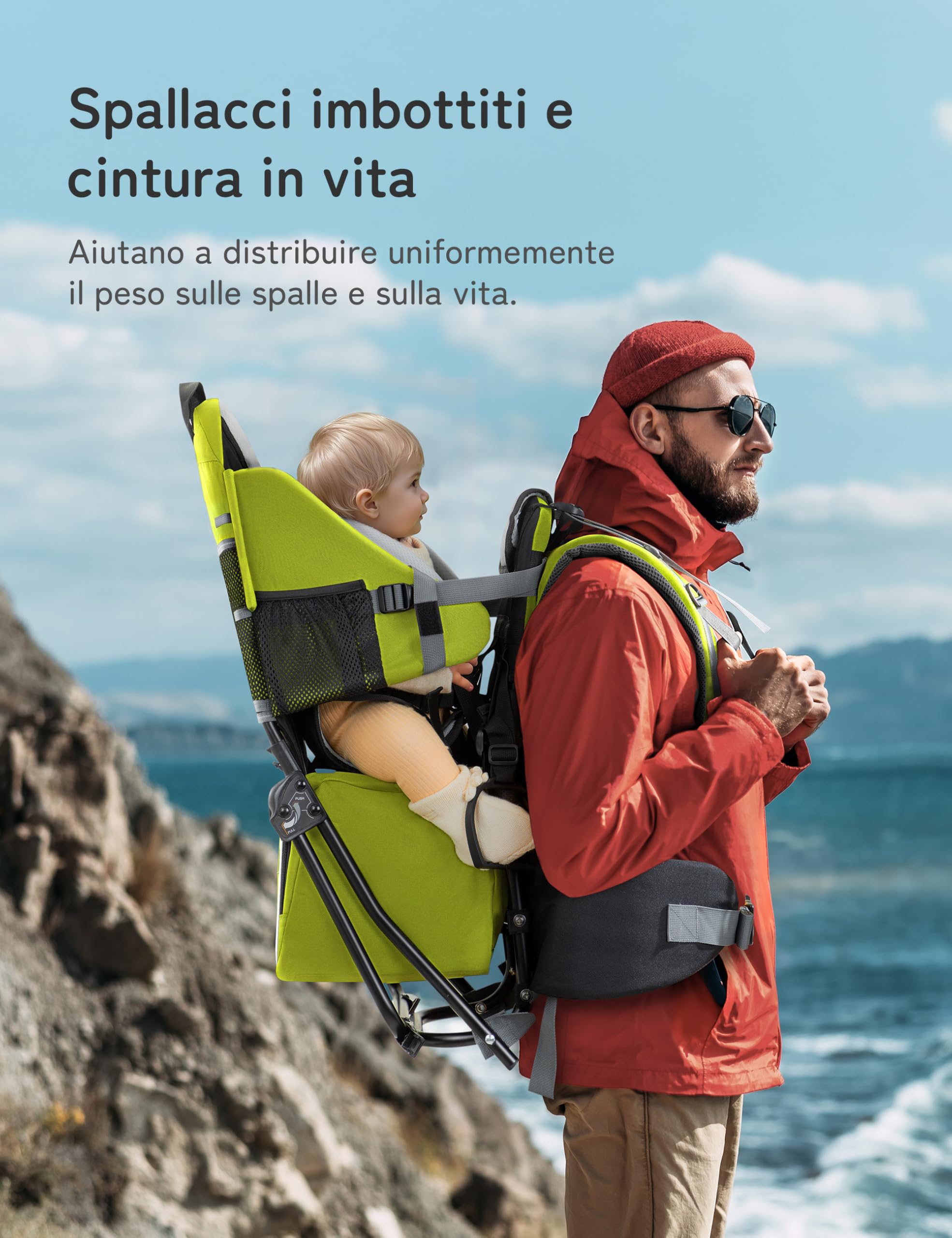 besrey Zaino Porta Bambino Trekking Zaino Porta Bambino Montagna (Verde Chiaro)