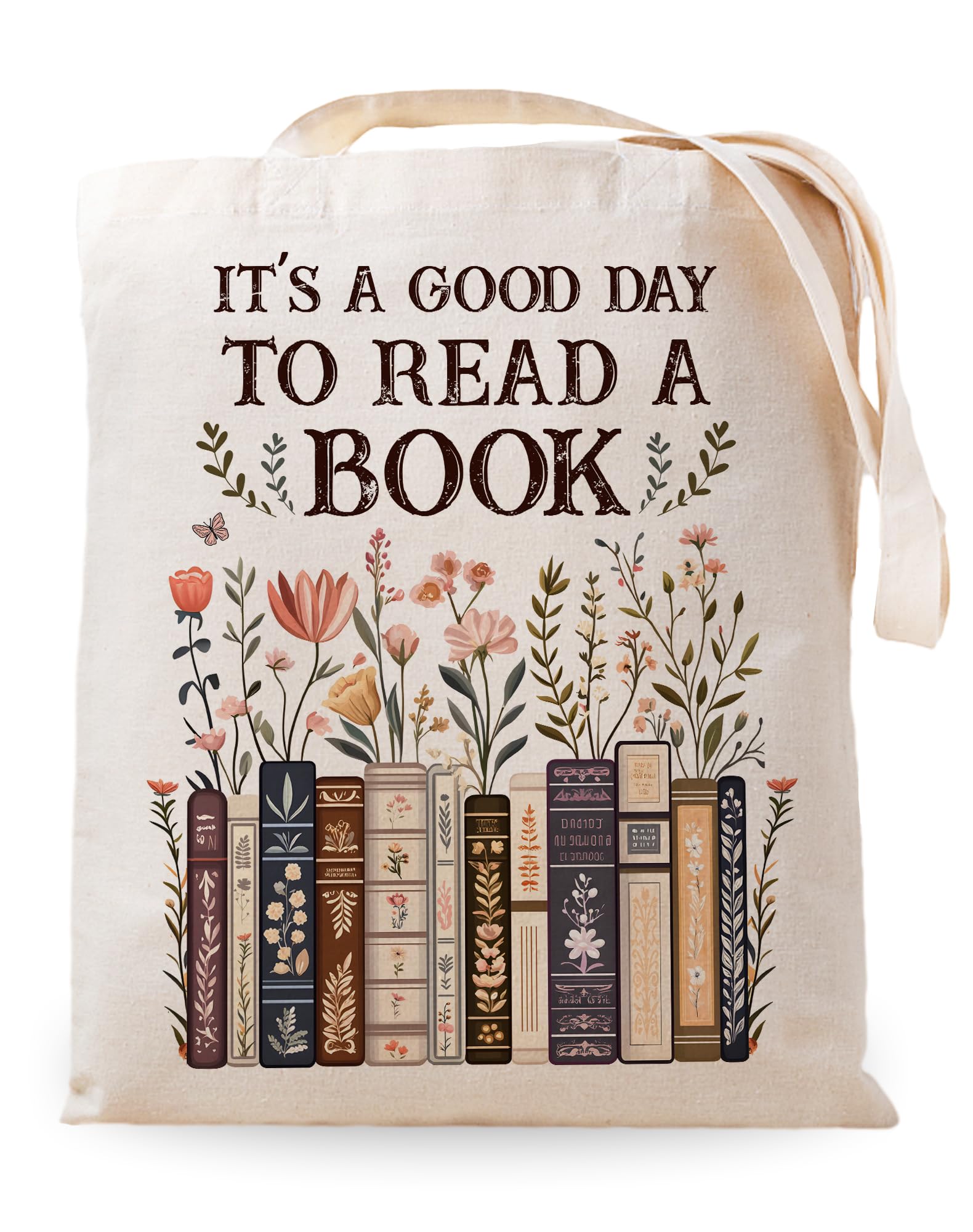 SUNFYCN It's A Good Day to Read a Book Canvas Tote Bag, Book Lovers Librarian Gifts for Women, Bookish Bookworm Gifts, Reusable Grocery Bags Shopping Tote Bag